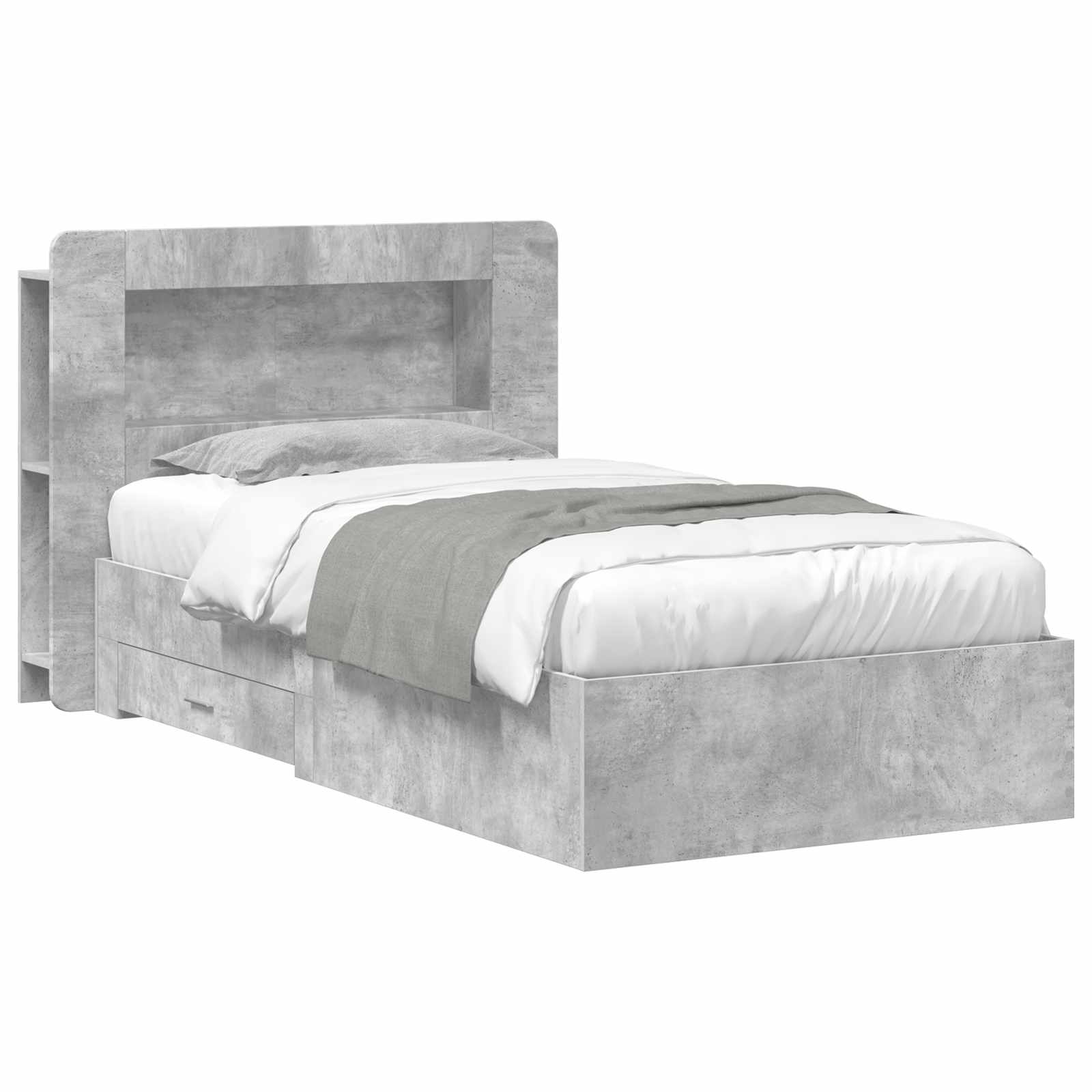 Cadre de lit avec rangement Gris béton 80 x 200 cm