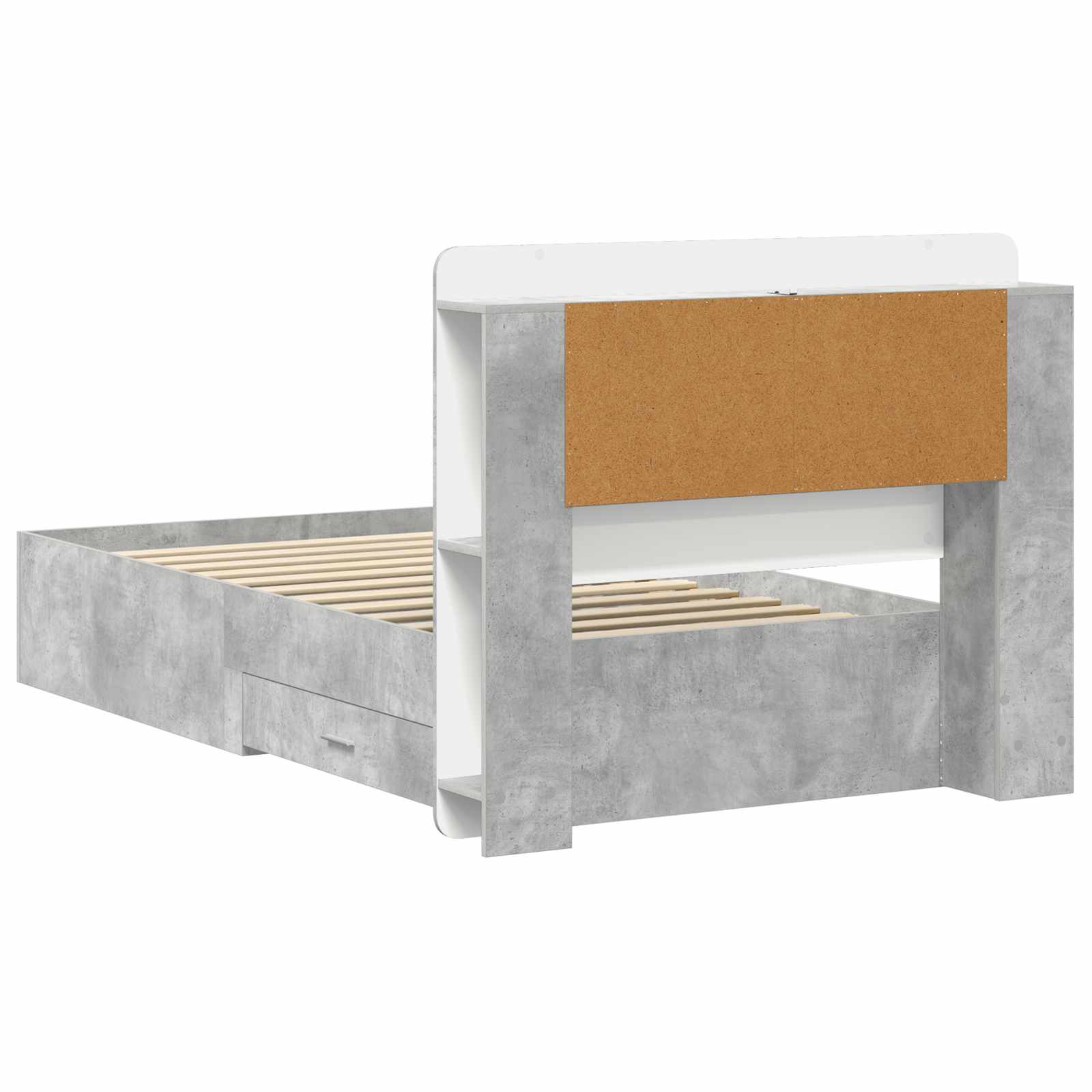 Cadre de lit avec rangement Gris béton 80 x 200 cm