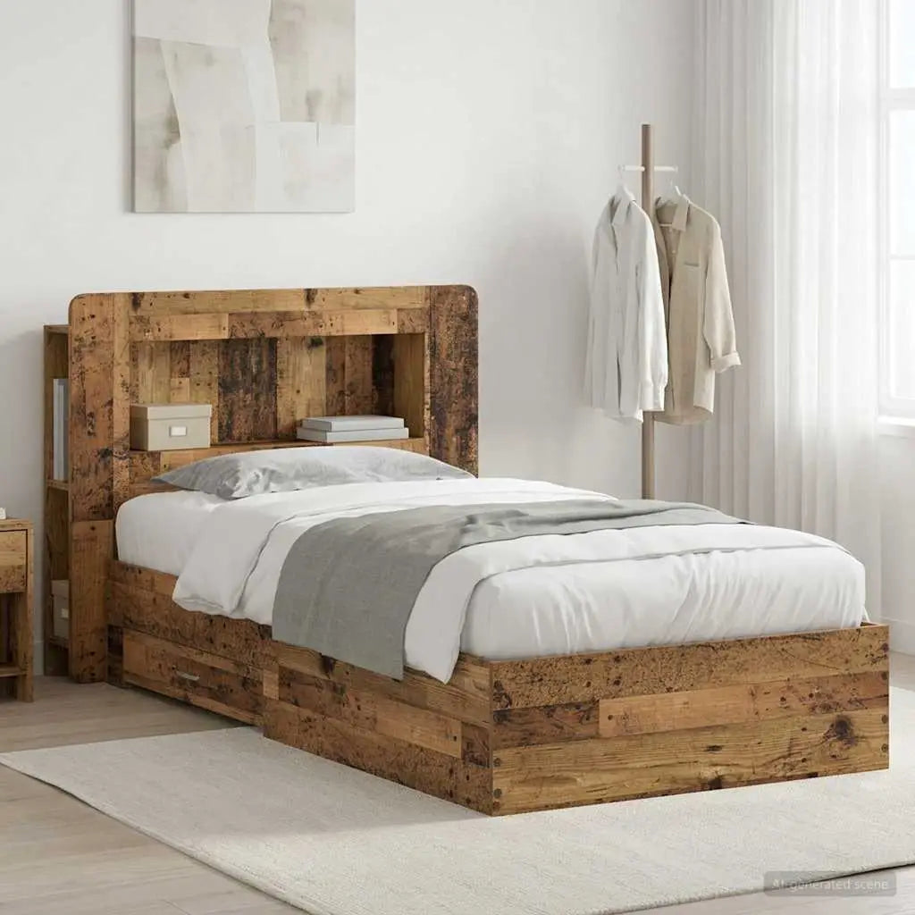Cadre de lit avec rangement Bois ancien 80 x 200 cm - XIOS
