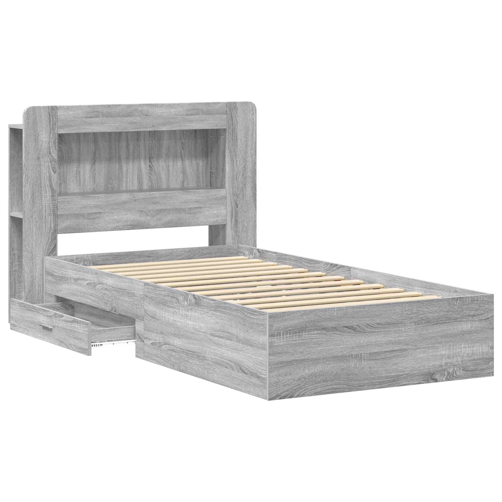 Cadre de lit avec rangement Sonoma gris 90 x 200 cm