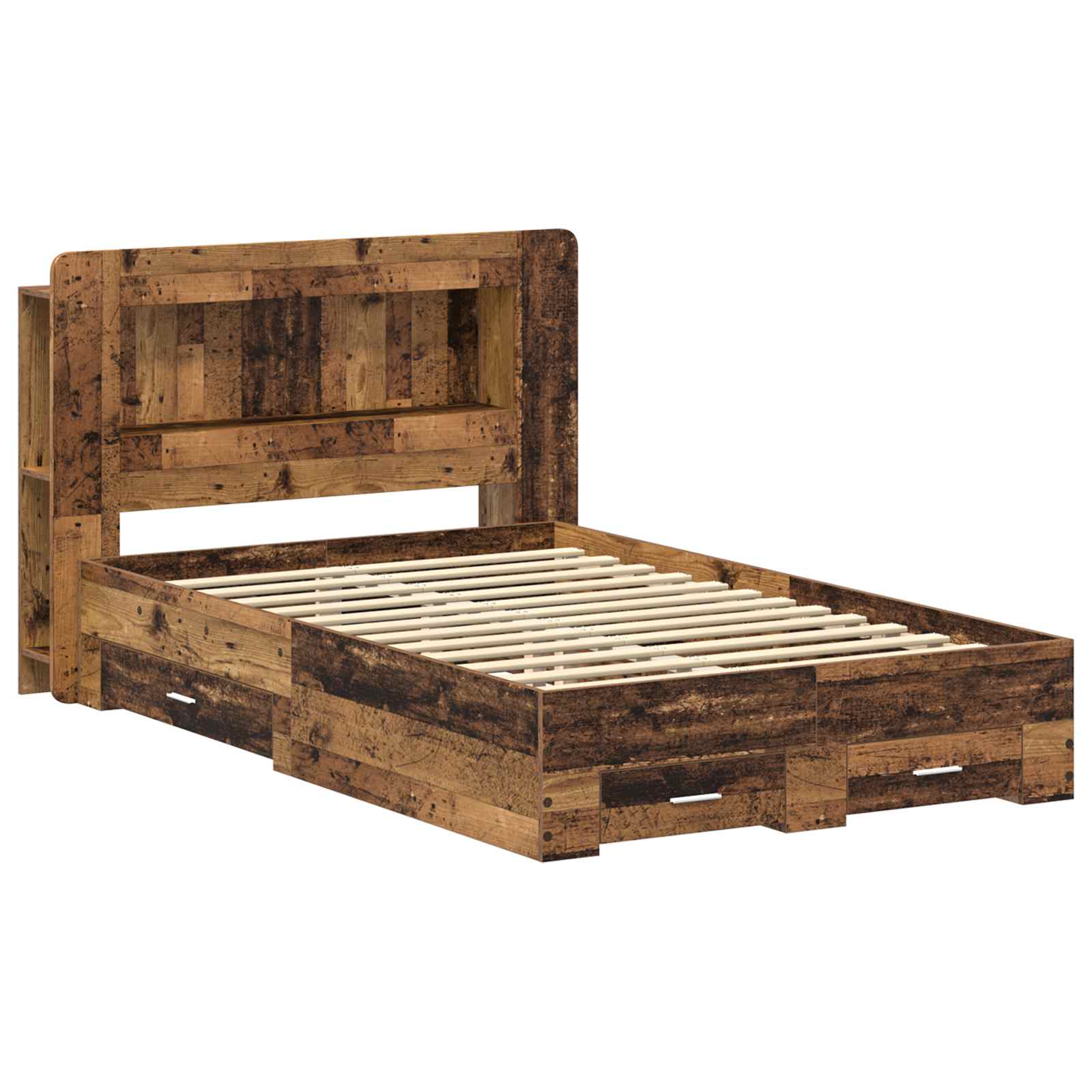 Cadre de lit avec rangement Bois ancien 120 x 190 cm - XIOS