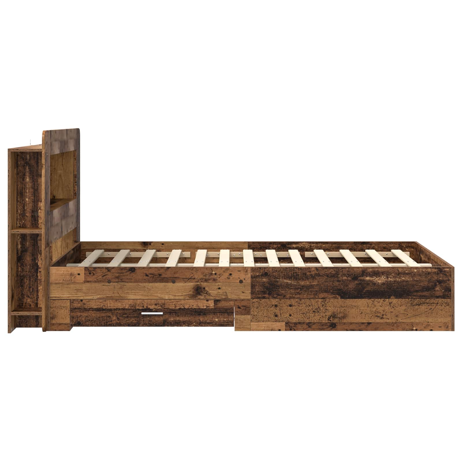 Cadre de lit avec rangement Bois ancien 120 x 190 cm - XIOS