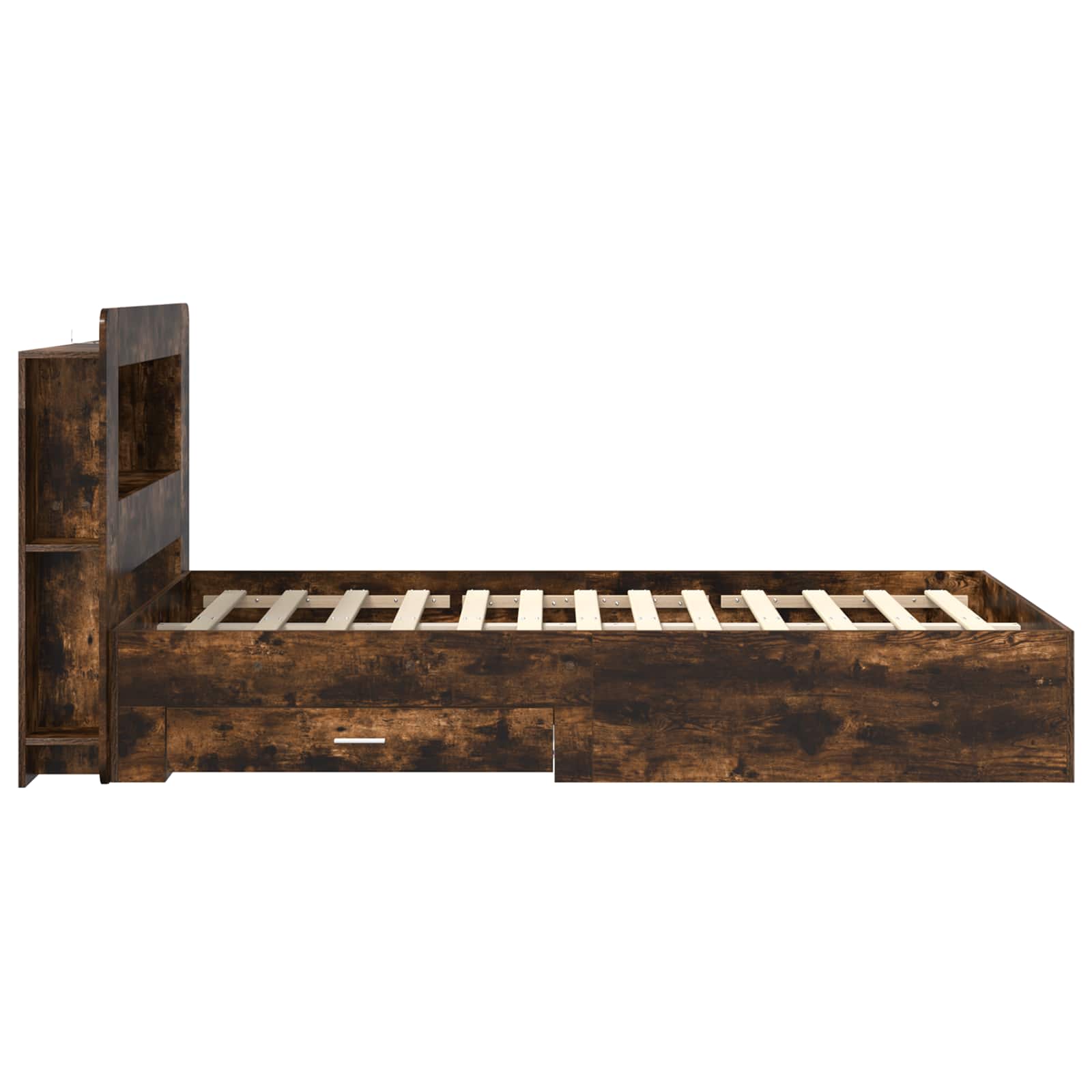Cadre de lit avec rangement Chêne fumé 120 x 190 cm