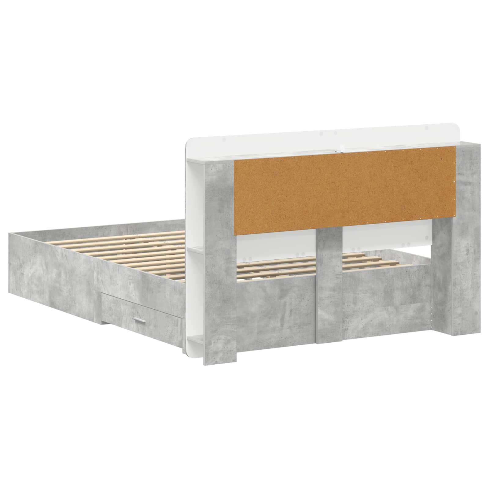 Cadre de lit avec rangement Gris béton 150 x 200 cm