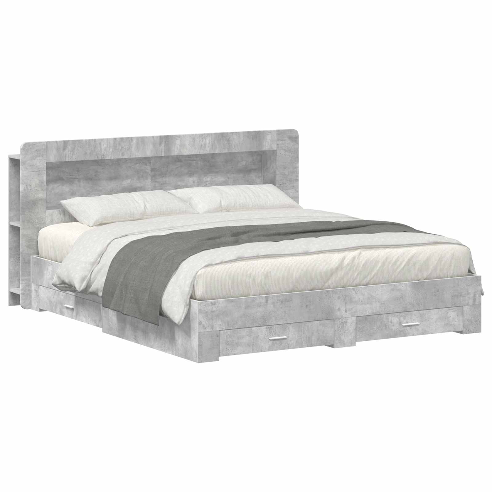 Cadre de lit avec rangement Gris béton 200 x 200 cm - XIOS
