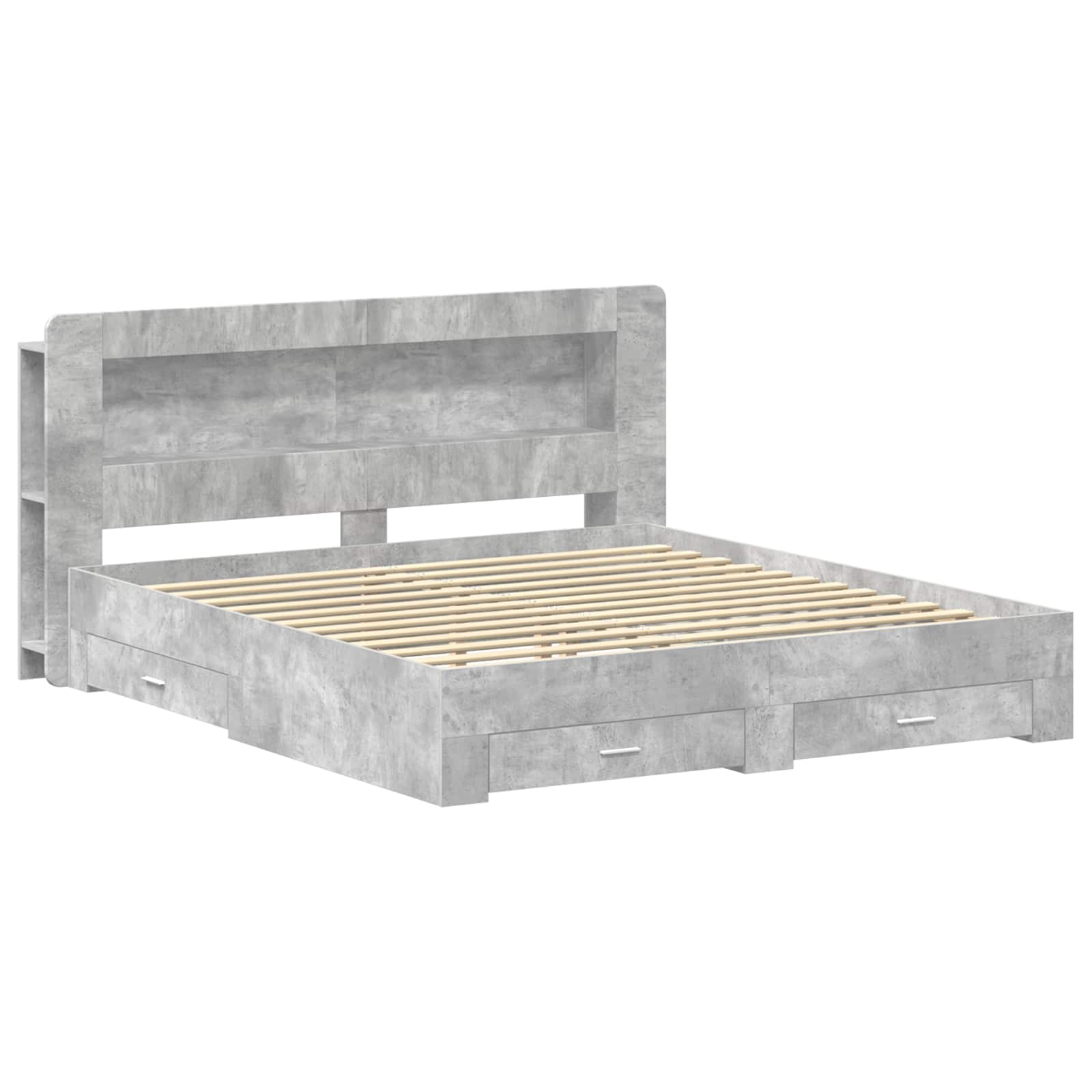 Cadre de lit avec rangement Gris béton 200 x 200 cm - XIOS
