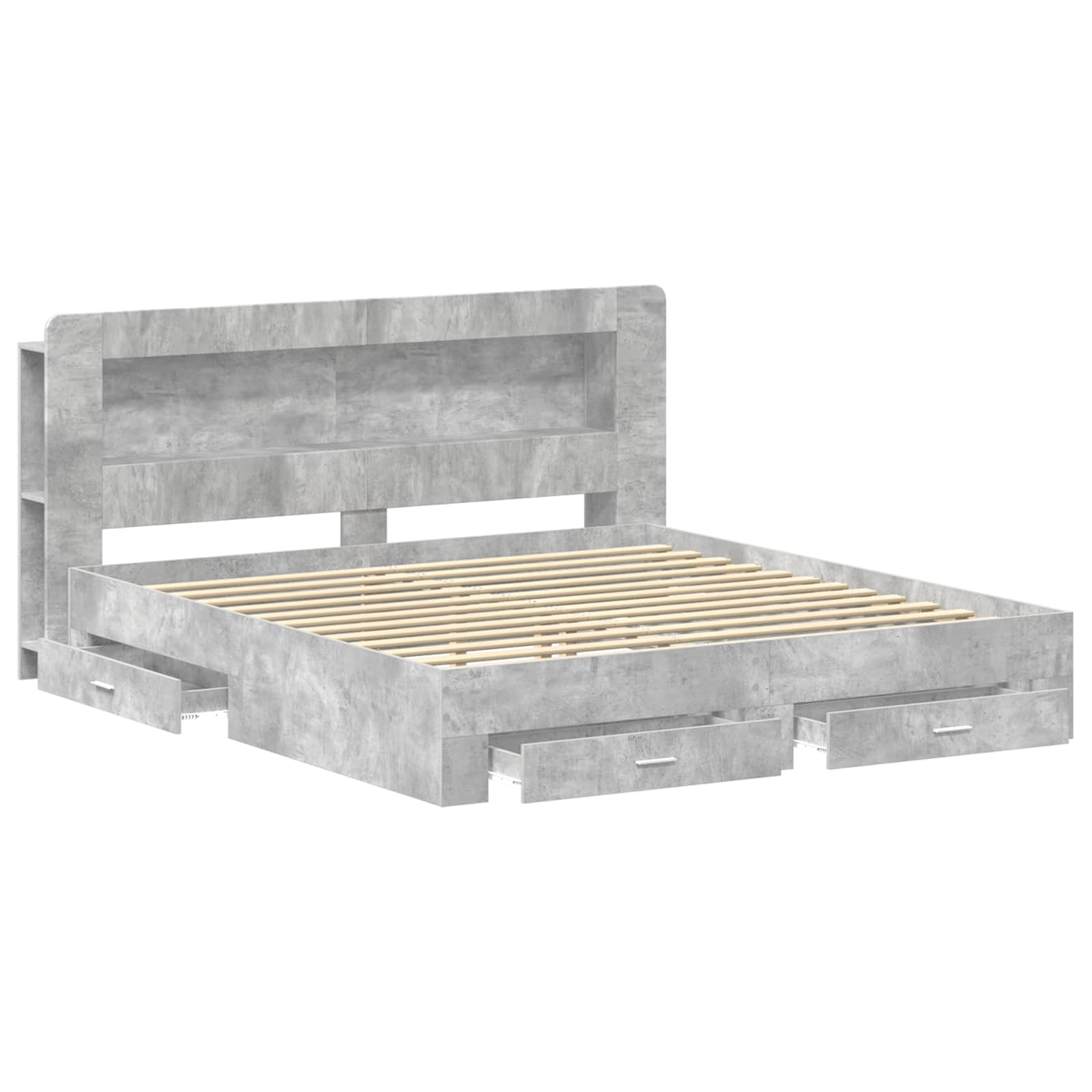 Cadre de lit avec rangement Gris béton 200 x 200 cm - XIOS