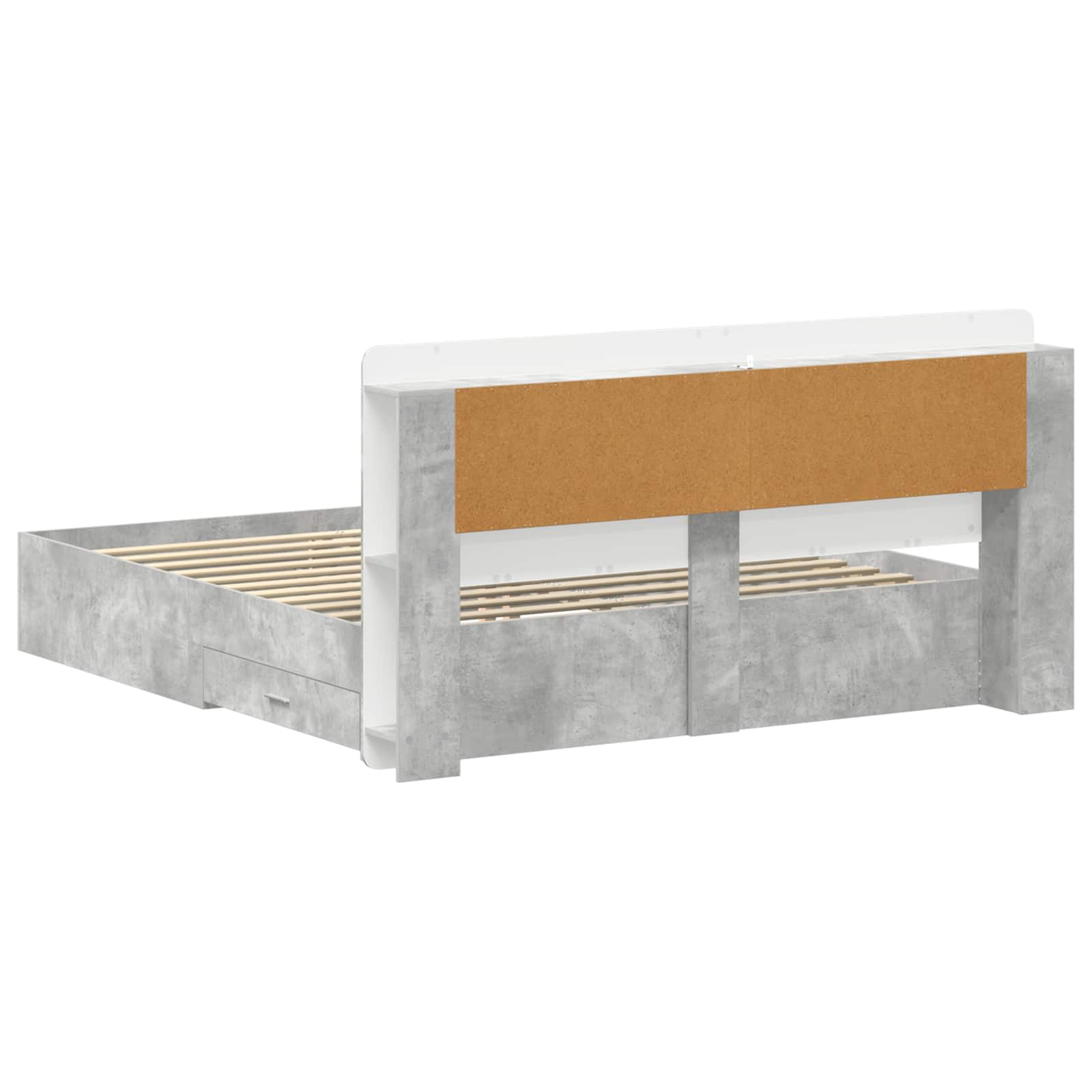 Cadre de lit avec rangement Gris béton 200 x 200 cm - XIOS