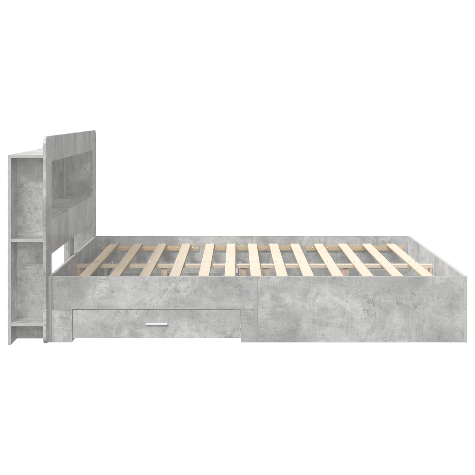 Cadre de lit avec rangement Gris béton 200 x 200 cm - XIOS