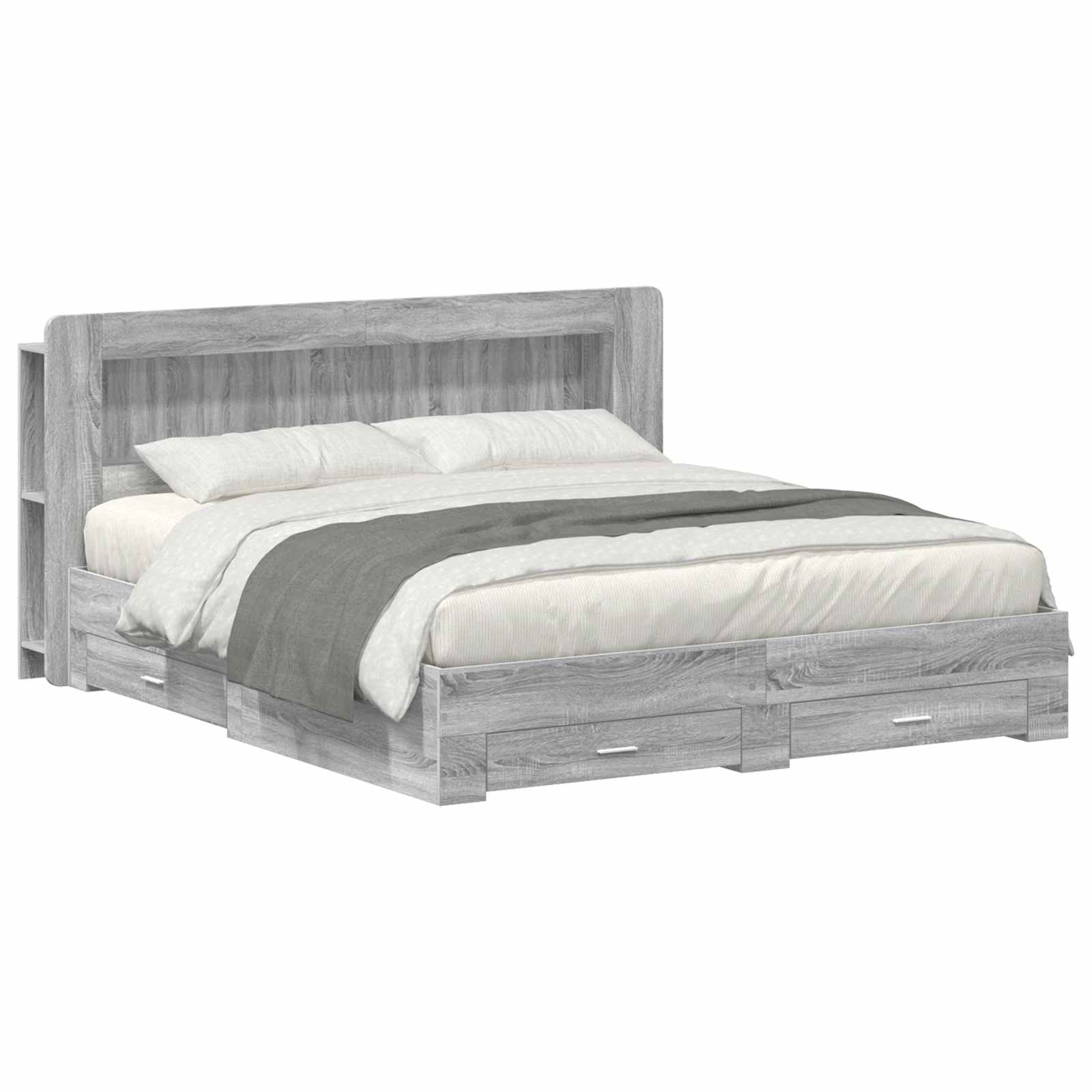 Cadre de lit avec rangement Sonoma gris 200 x 200 cm - XIOS