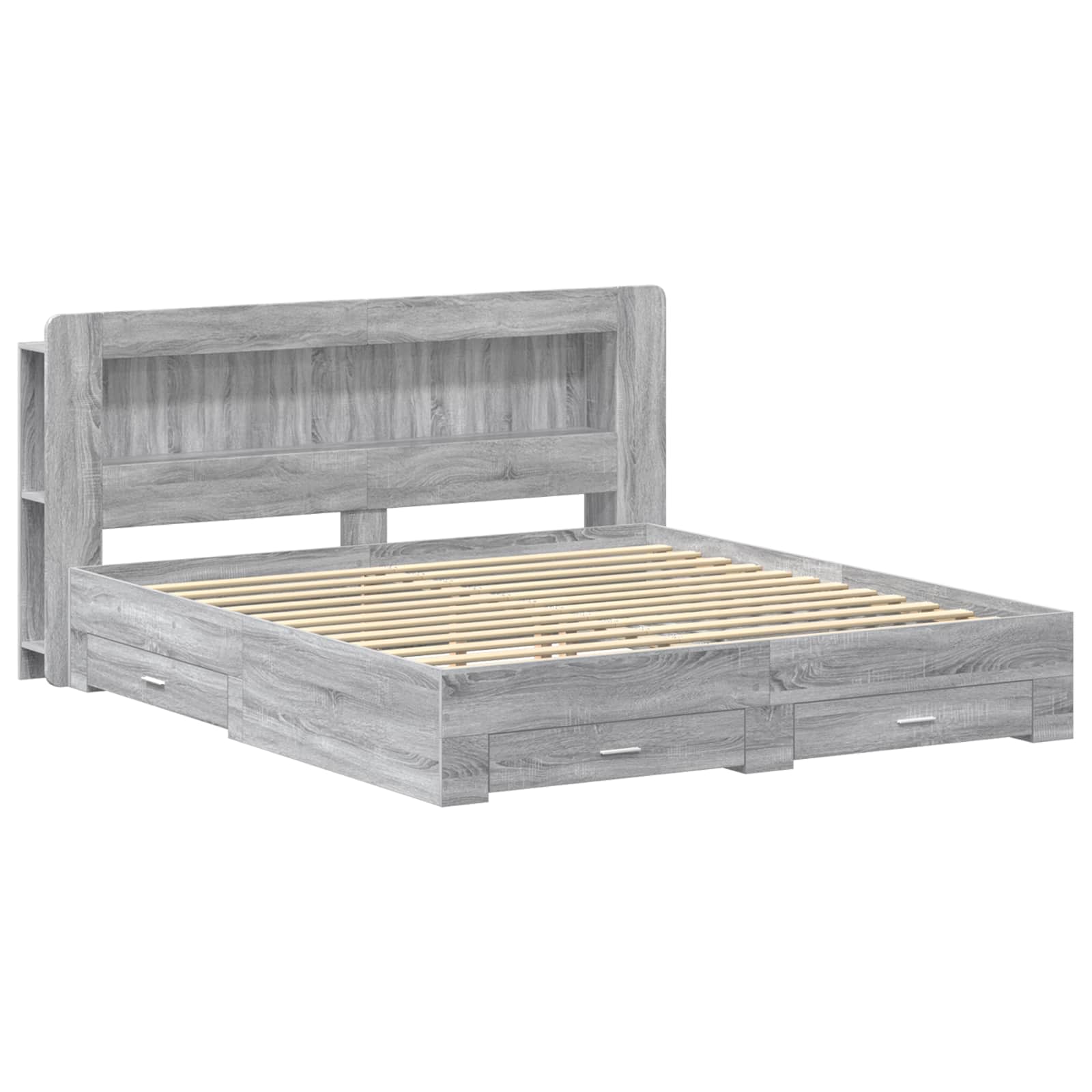 Cadre de lit avec rangement Sonoma gris 200 x 200 cm - XIOS