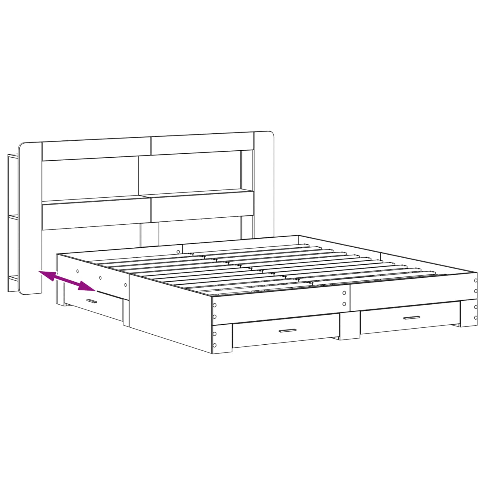 Cadre de lit avec rangement Sonoma gris 200 x 200 cm - XIOS