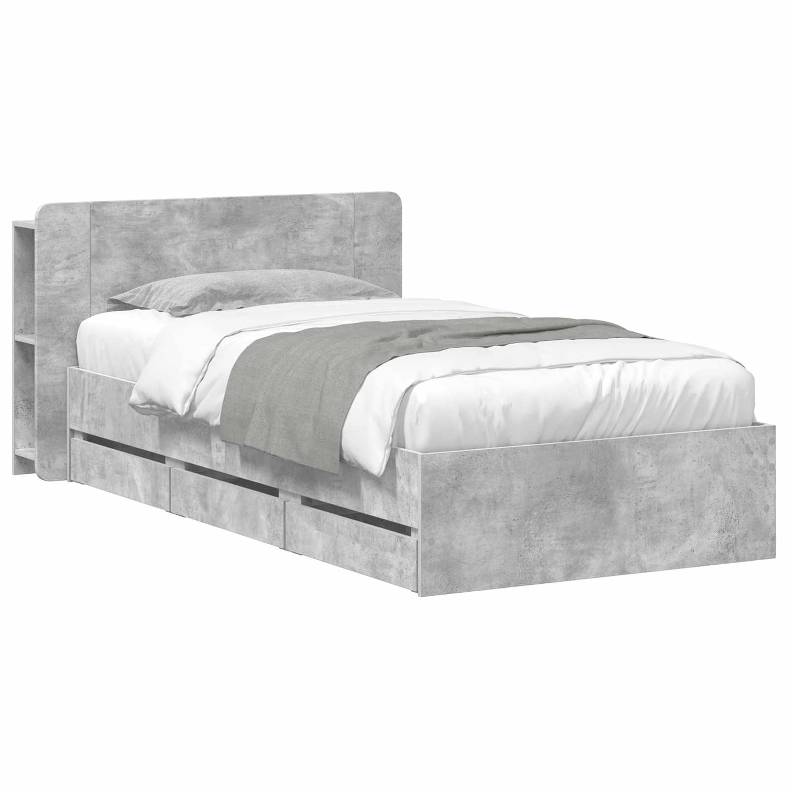 Cadre de lit avec rangement et tête de lit Gris béton - XIOS