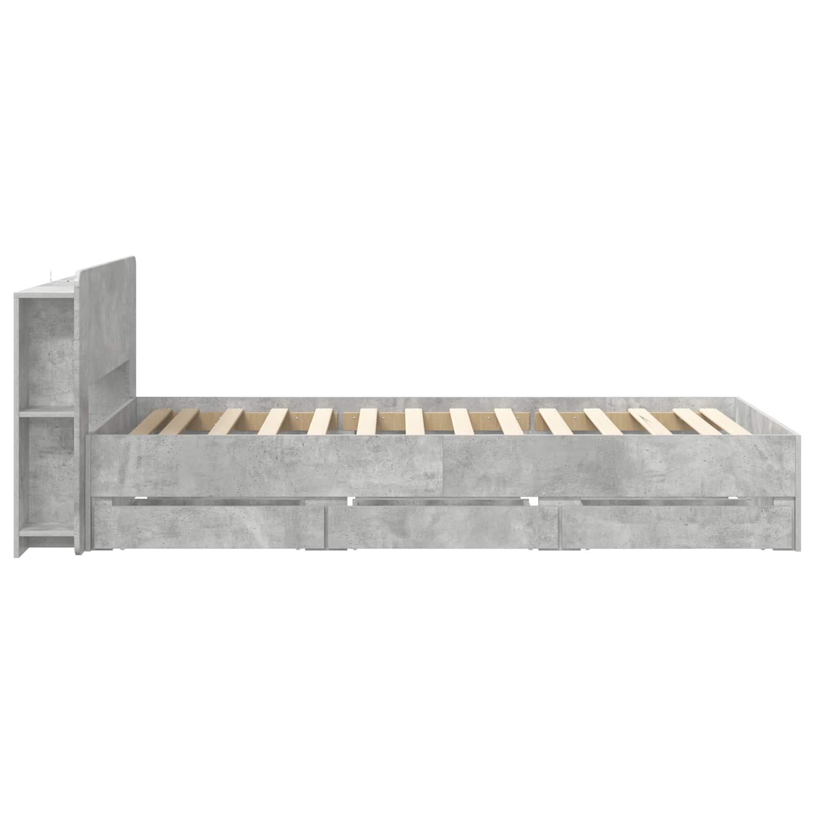 Cadre de lit avec rangement et tête de lit Gris béton - XIOS