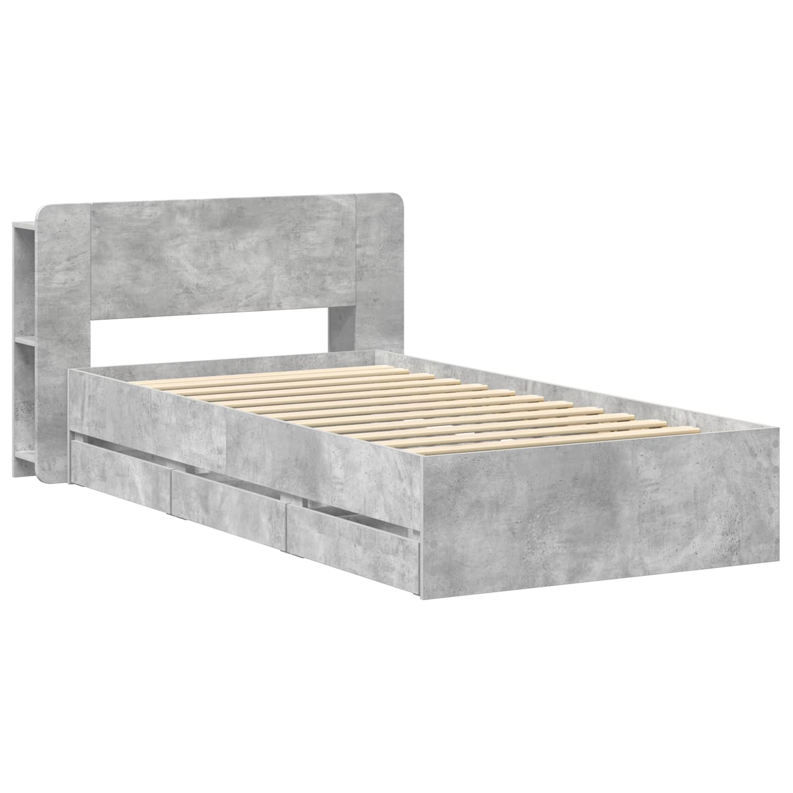 Cadre de lit avec rangement et tête de lit Gris béton - XIOS