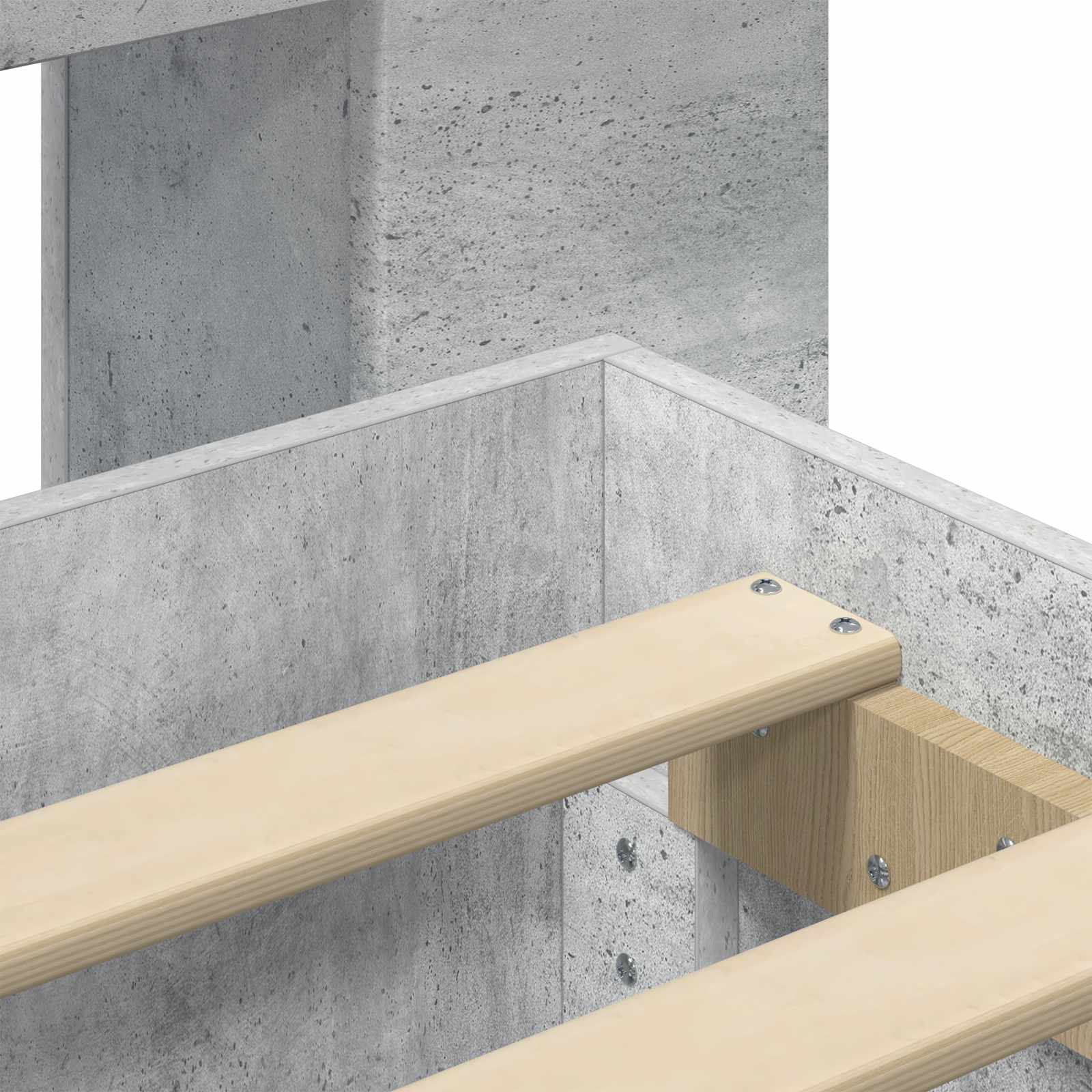 Cadre de lit avec rangement et tête de lit Gris béton - XIOS