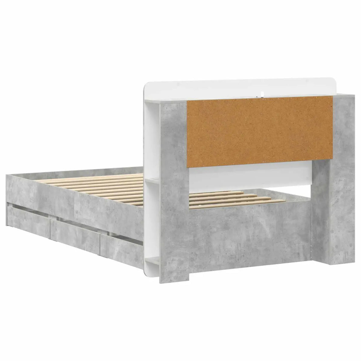 Cadre de lit avec rangement et tête de lit Gris béton - XIOS