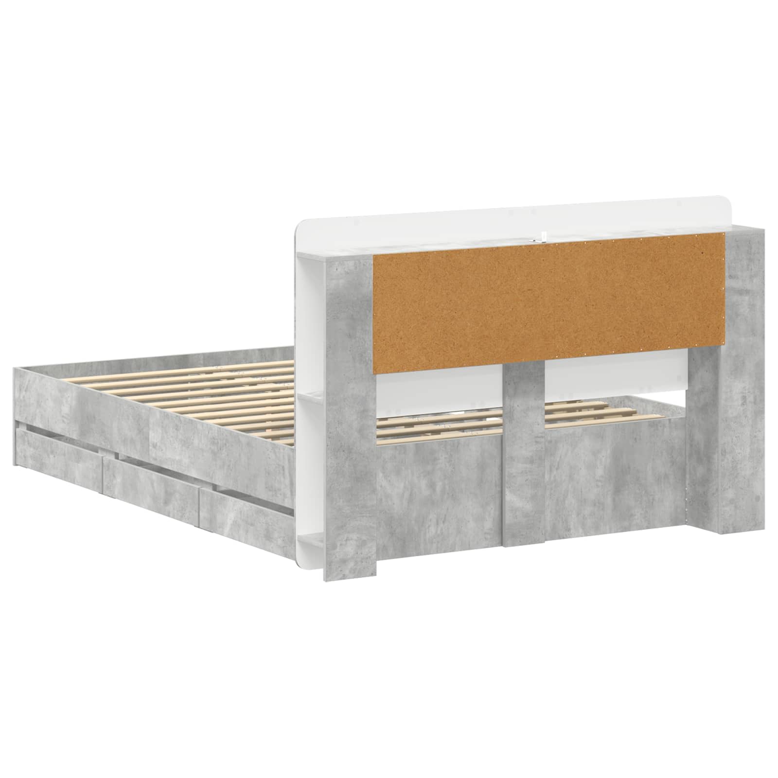 Cadre de lit avec rangement et tête de lit Gris béton - XIOS