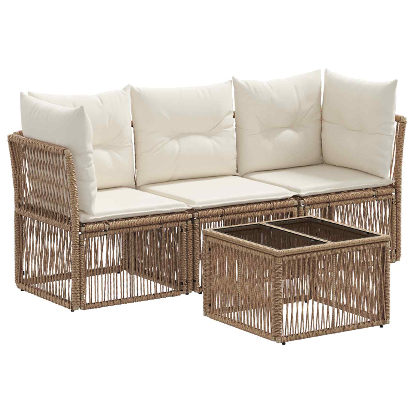 Ensemble de canapé de jardin 4 pcs Beige polyrotin - XIOS
