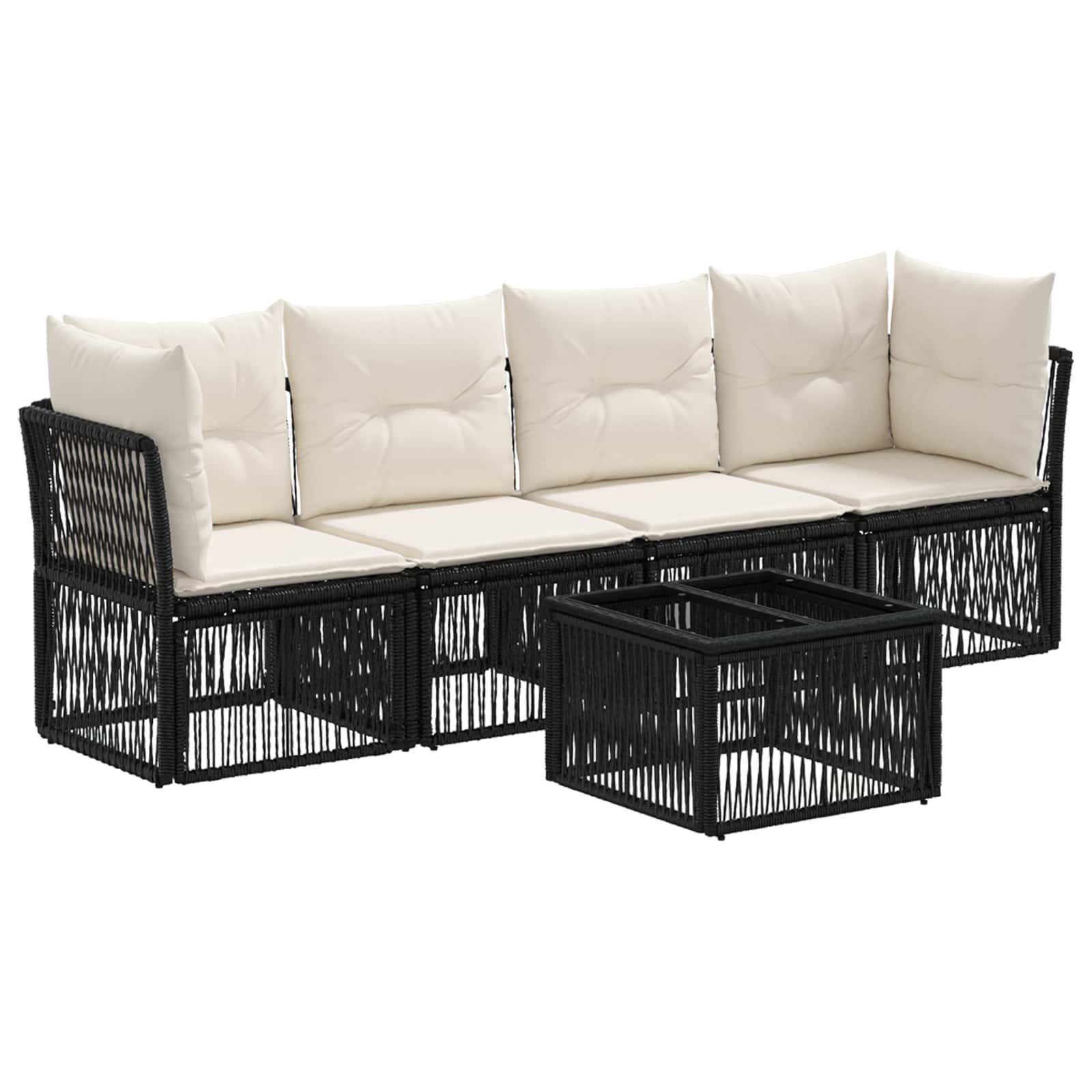 Ensemble de canapé de jardin 5 pcs Noir polyrotin - XIOS