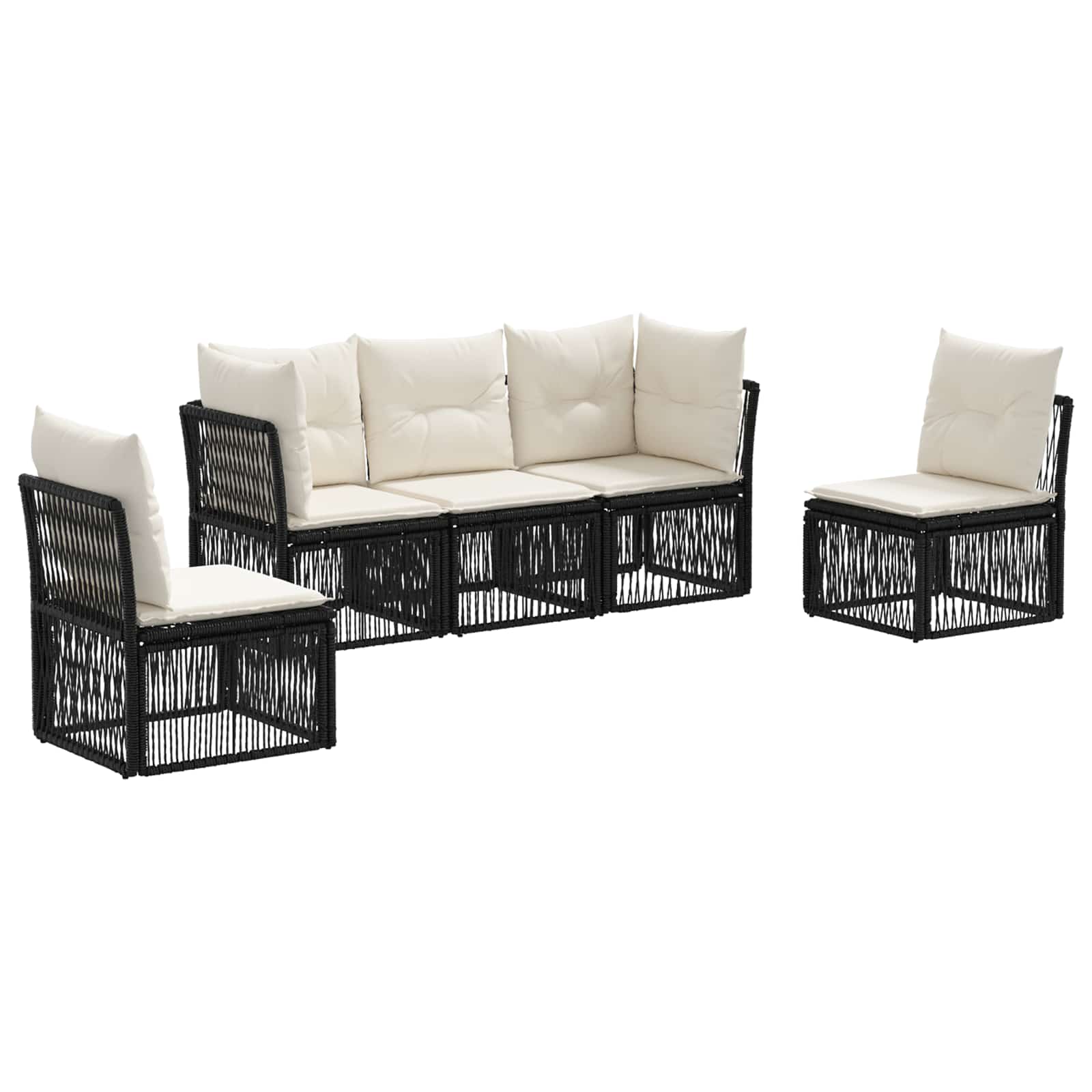 Ensemble de canapé de jardin 5 pcs Noir polyrotin - XIOS