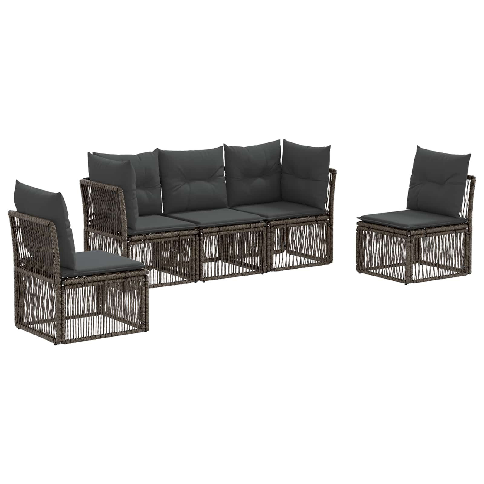 Ensemble de canapé de jardin 5 pcs Gris polyrotin - XIOS