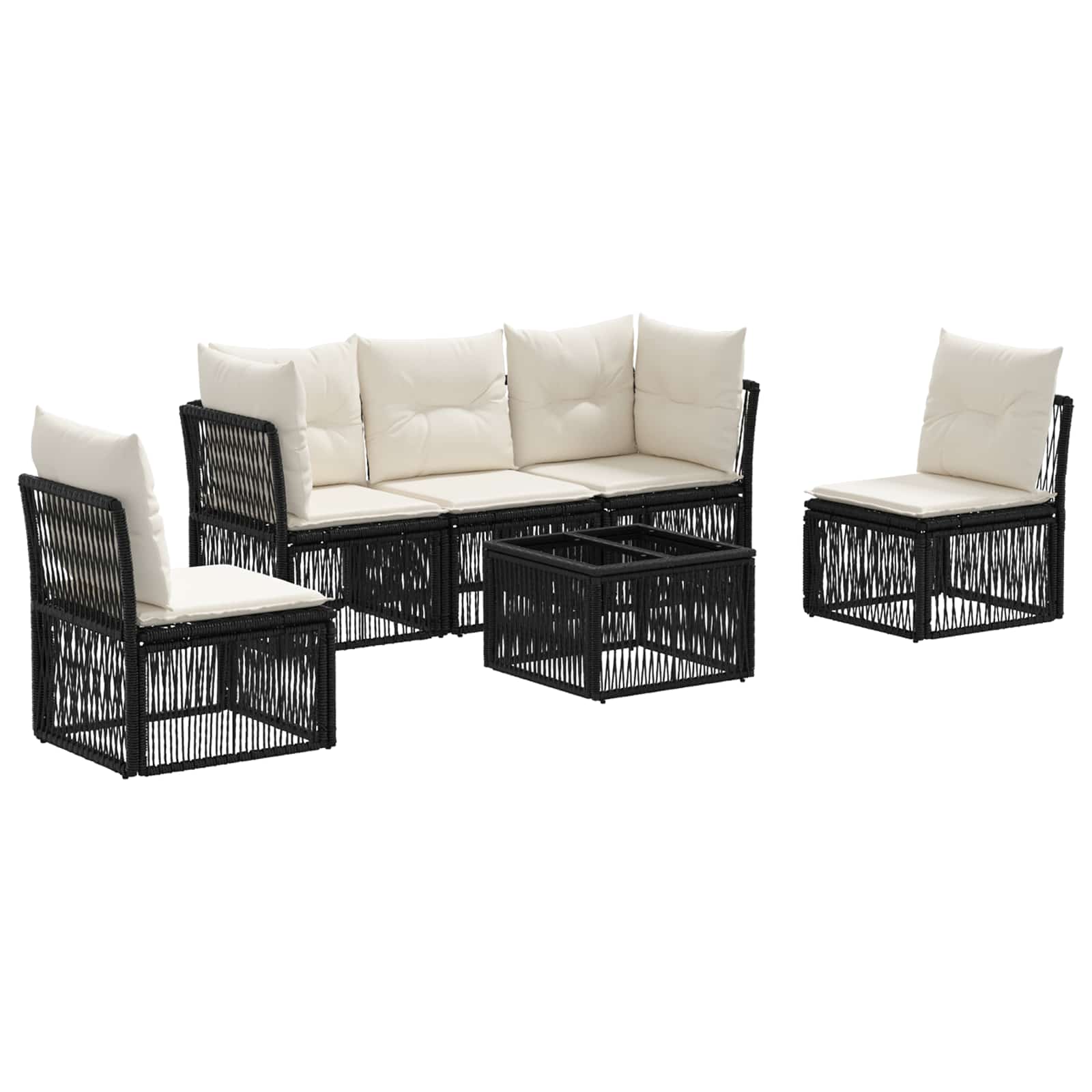 Ensemble de canapé de jardin 6 pcs Noir polyrotin - XIOS