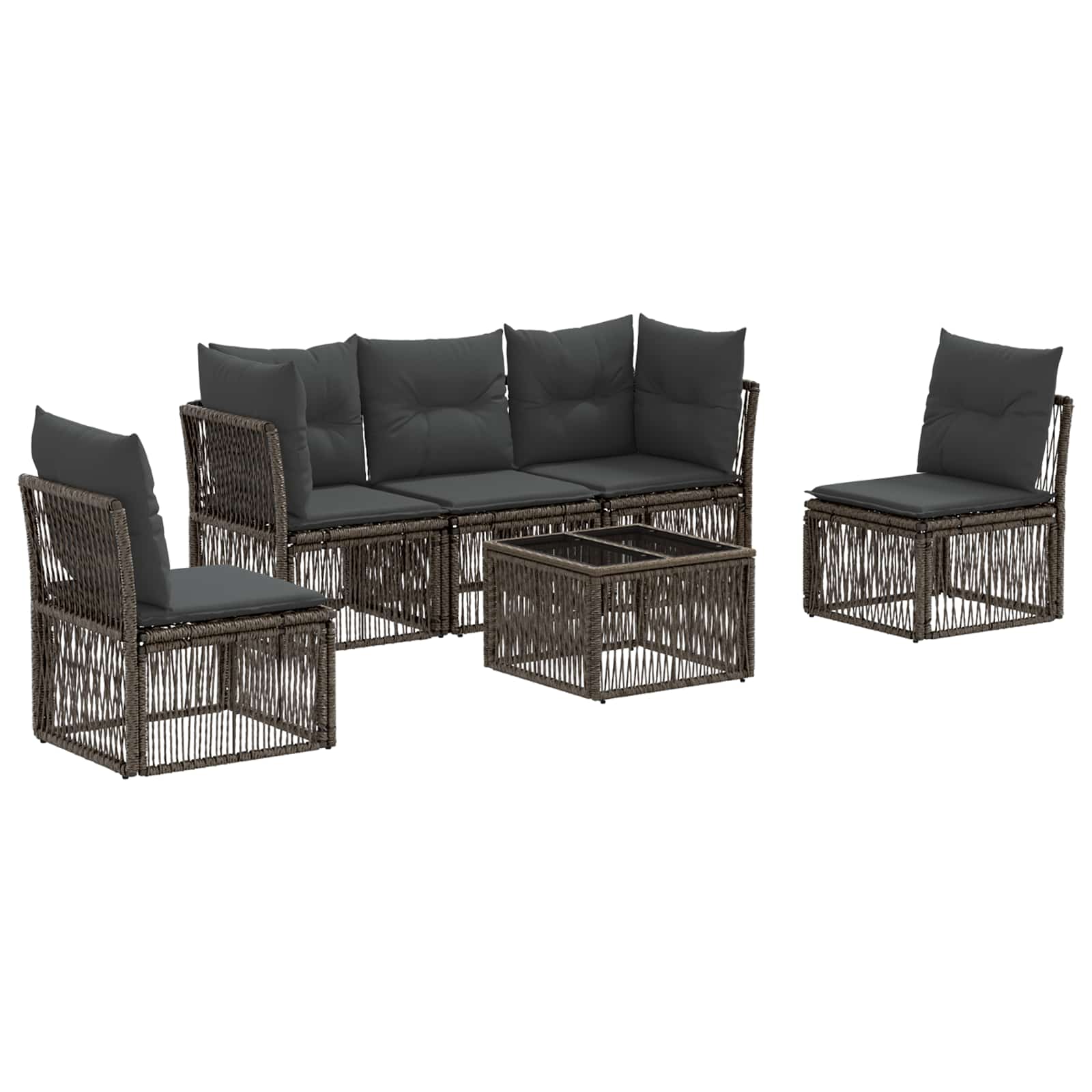 Ensemble de canapé de jardin 6 pcs Gris polyrotin - XIOS