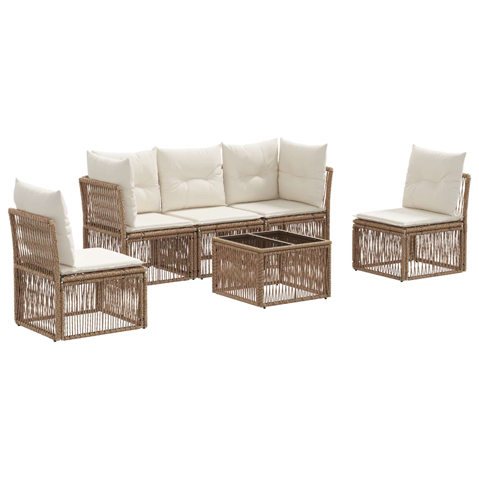 Ensemble de canapé de jardin 6 pcs Beige polyrotin - XIOS