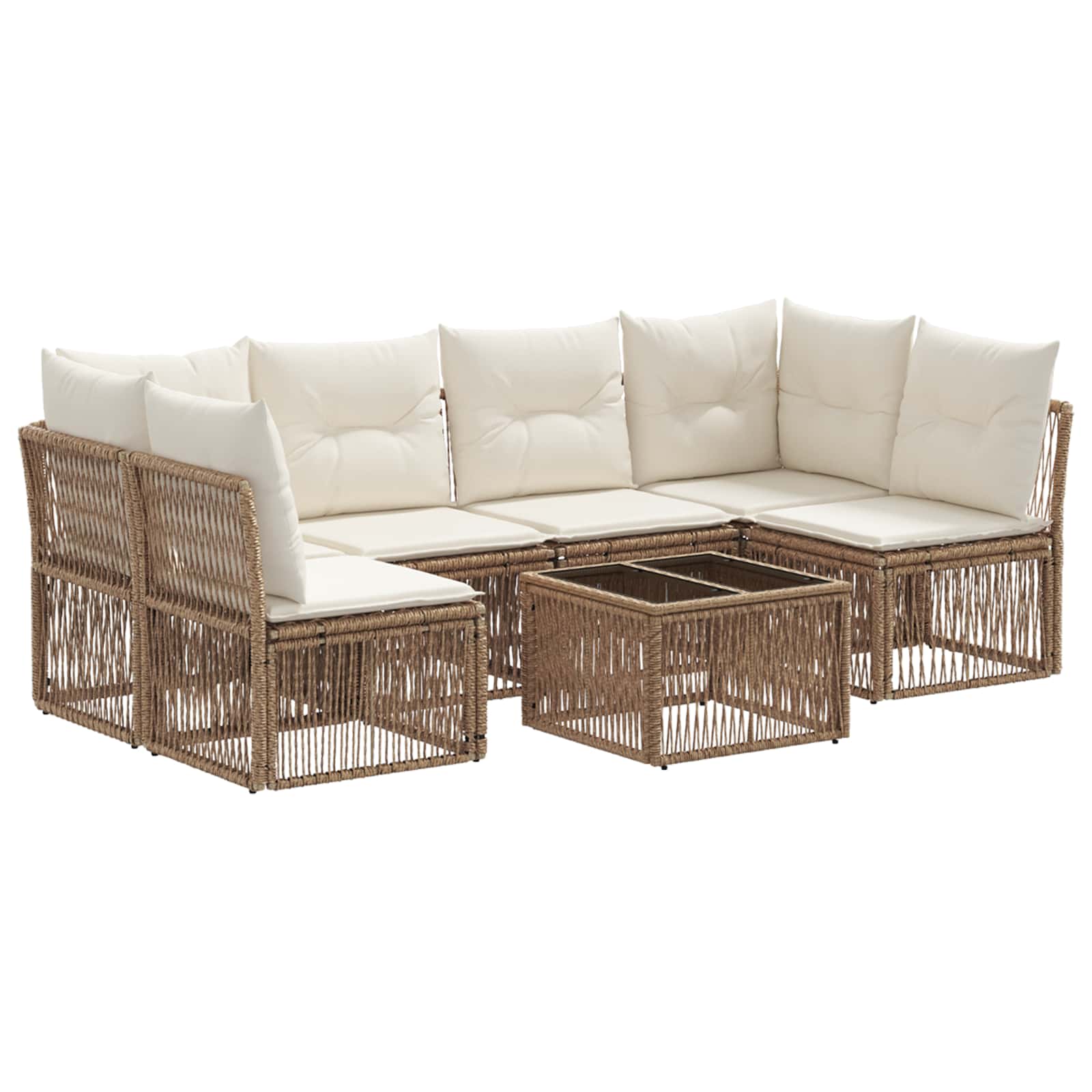 Ensemble de canapé de jardin 7 pcs Beige polyrotin - XIOS