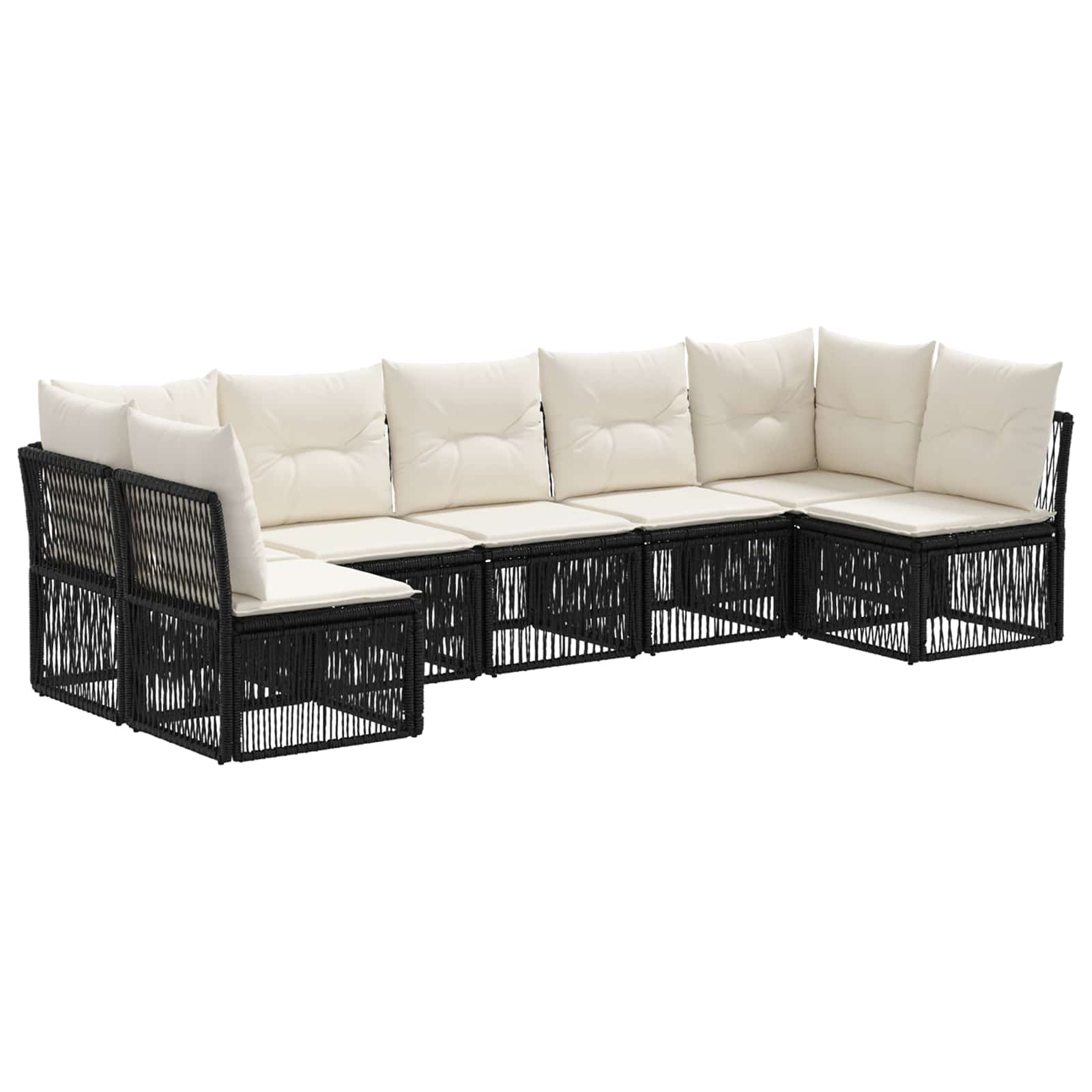 Ensemble de canapé de jardin 7 pcs Noir polyrotin - XIOS