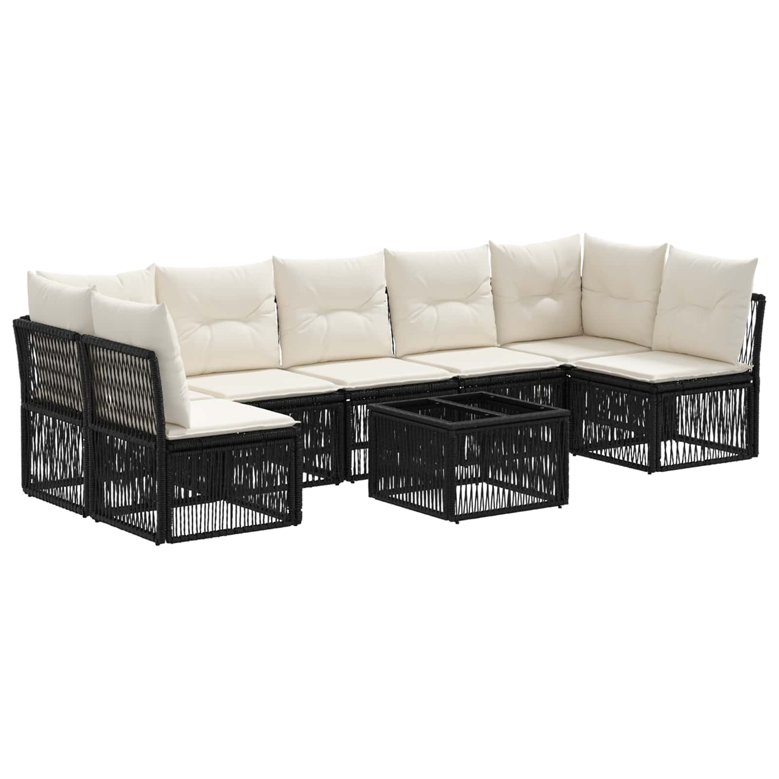 Ensemble de canapé de jardin 8 pcs Noir polyrotin - XIOS