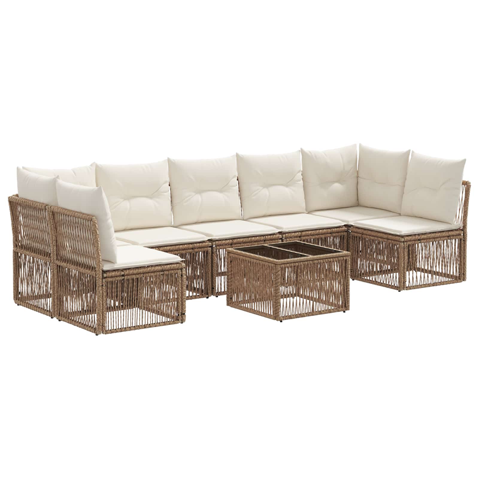 Ensemble de canapé de jardin 8 pcs Beige polyrotin - XIOS