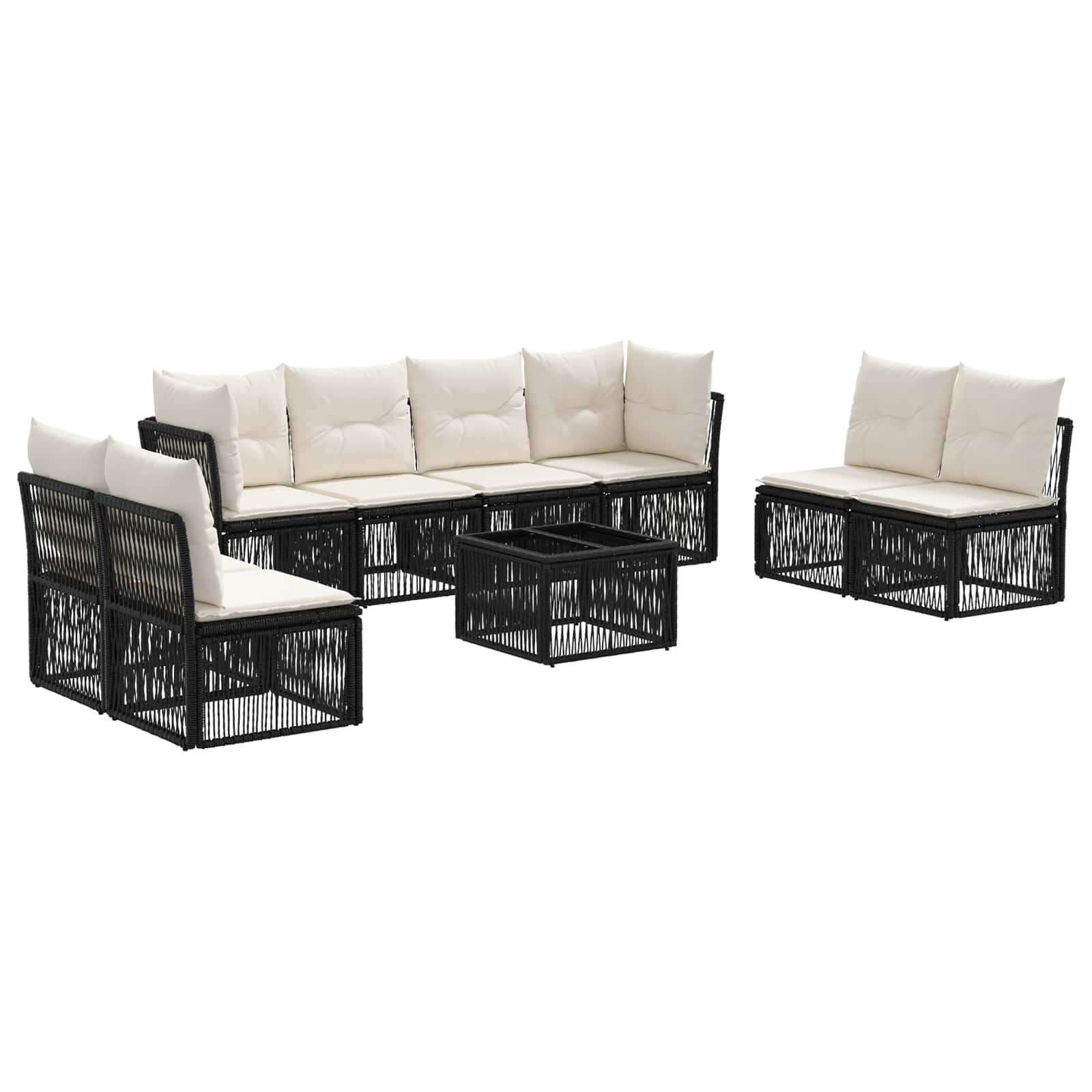 Ensemble de canapé de jardin 9 pcs Noir polyrotin - XIOS