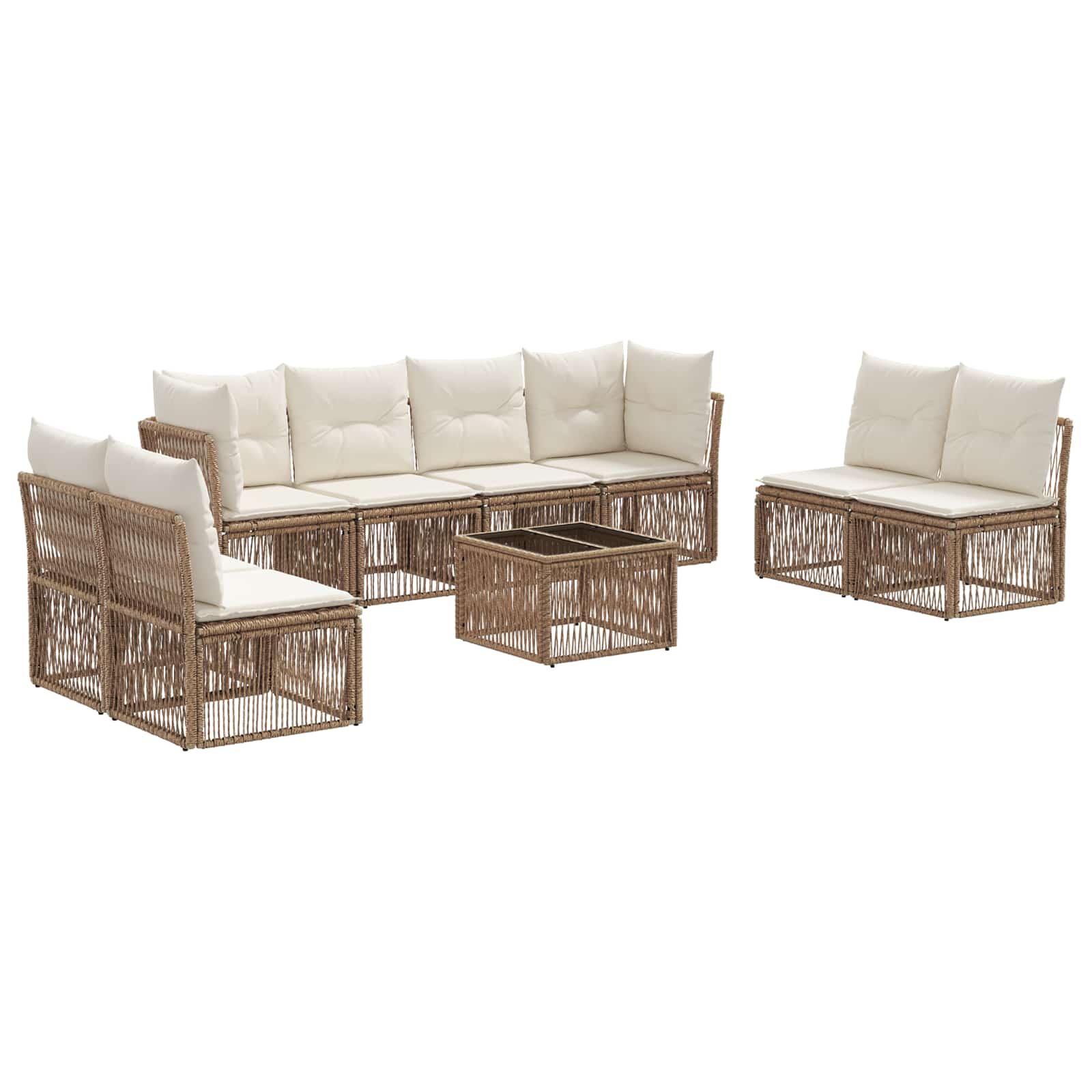 Ensemble de canapé de jardin 9 pcs Beige polyrotin - XIOS