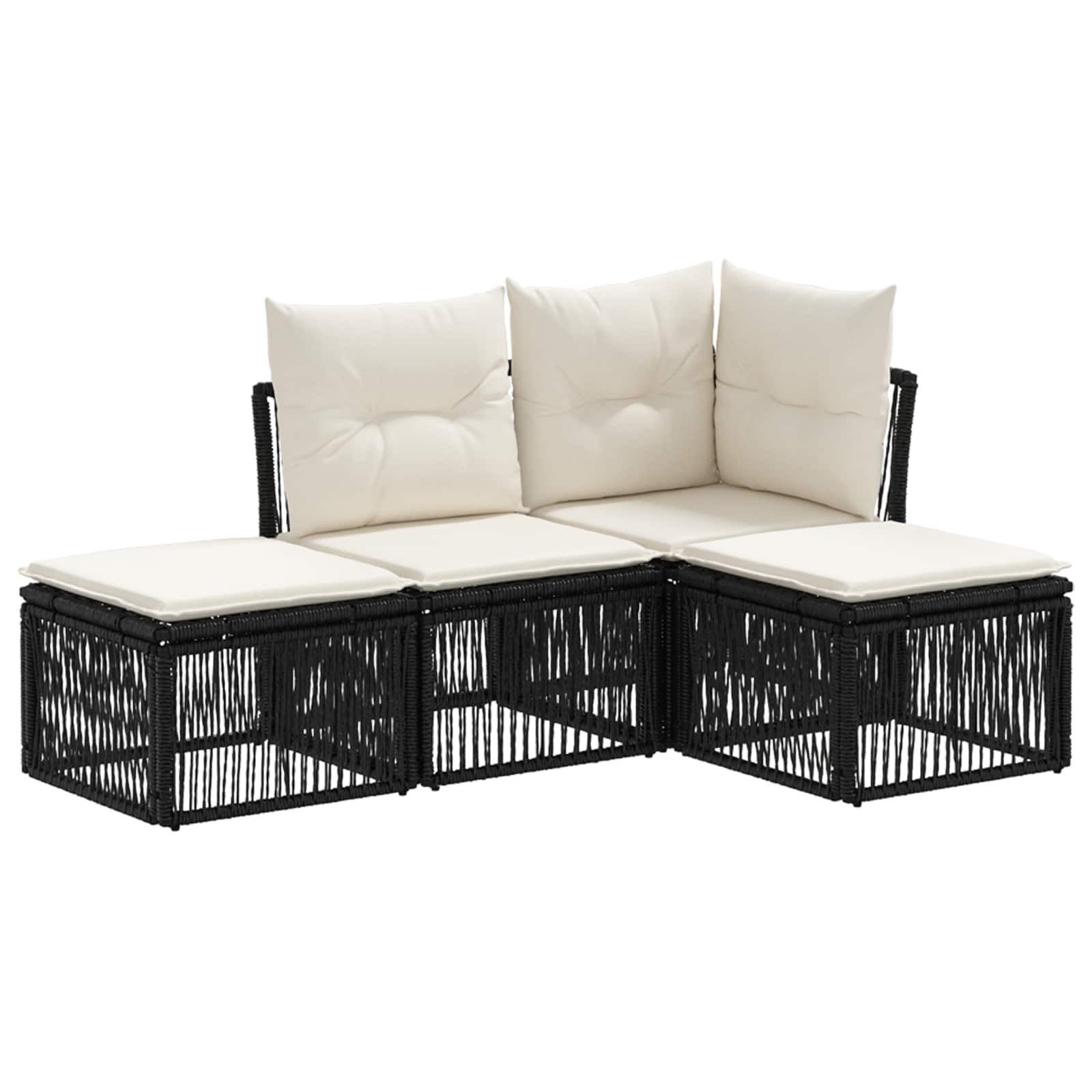 Ensemble de canapé de jardin 4 pcs Noir polyrotin - XIOS