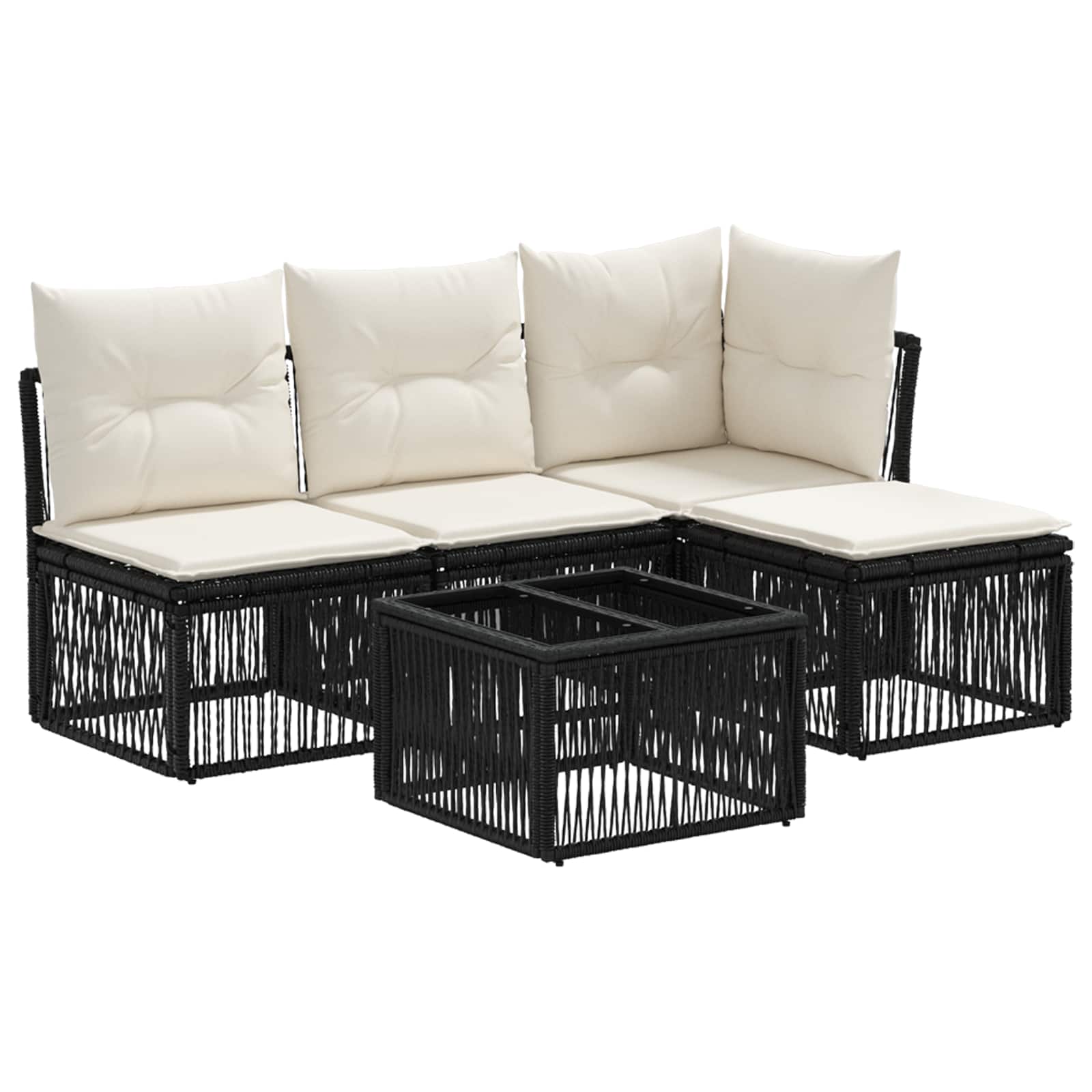 Ensemble de canapé de jardin 5 pcs Noir polyrotin - XIOS