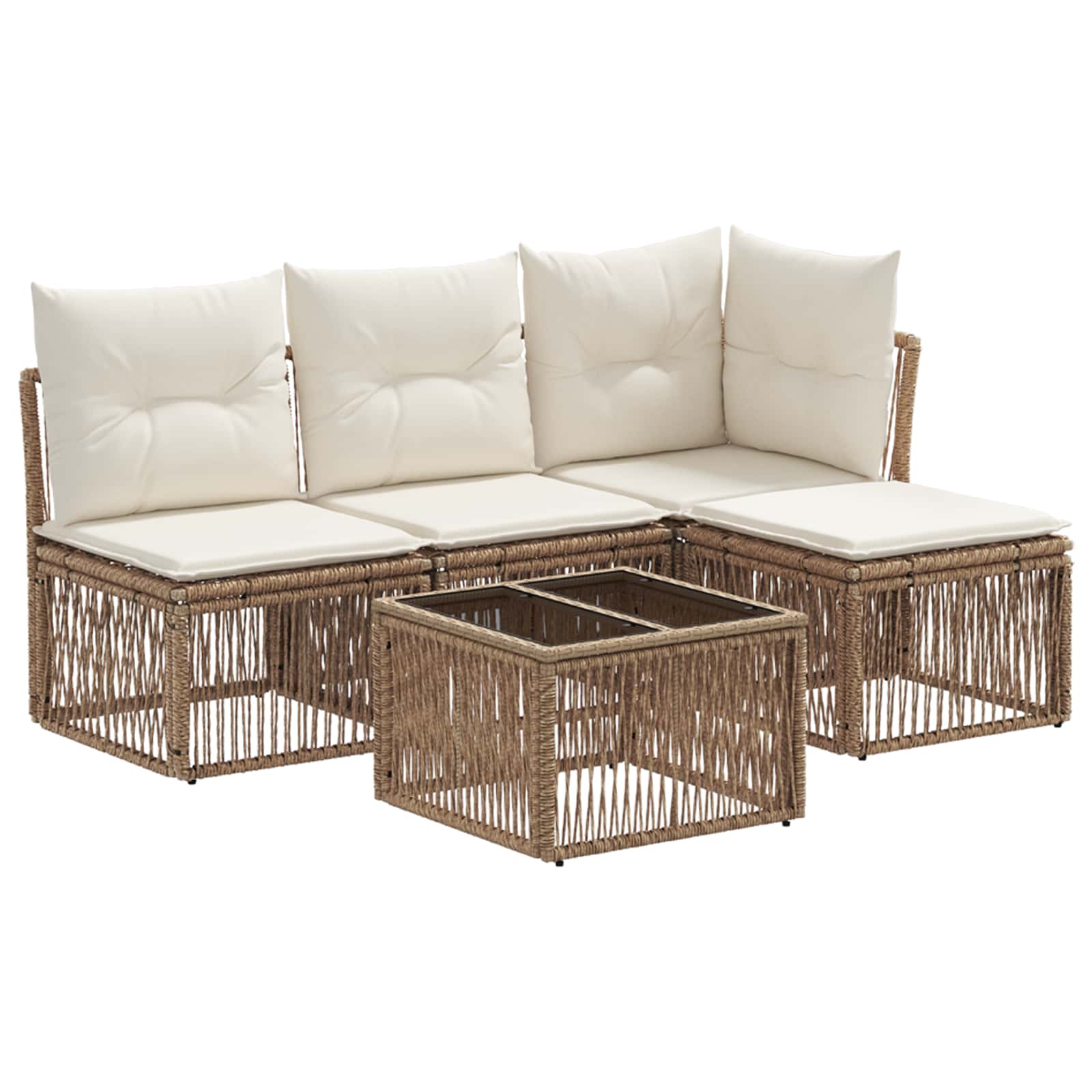 Ensemble de canapé de jardin 5 pcs Beige polyrotin - XIOS
