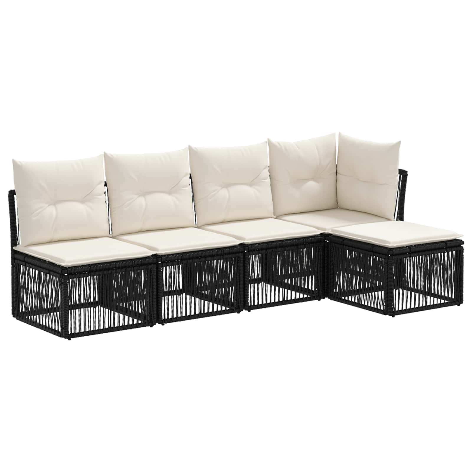 Ensemble de canapé de jardin 5 pcs Noir polyrotin - XIOS