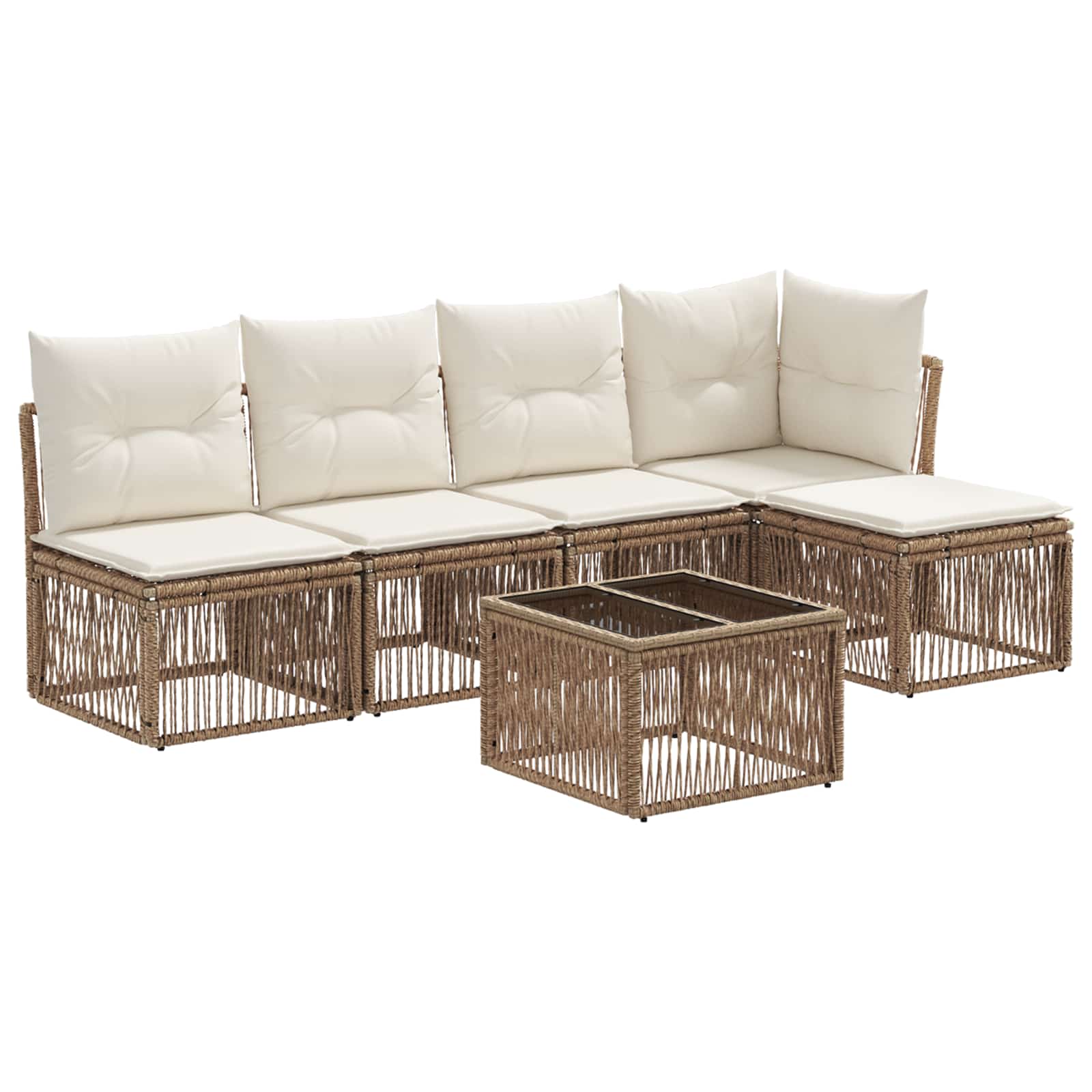 Ensemble de canapé de jardin 6 pcs Beige polyrotin - XIOS