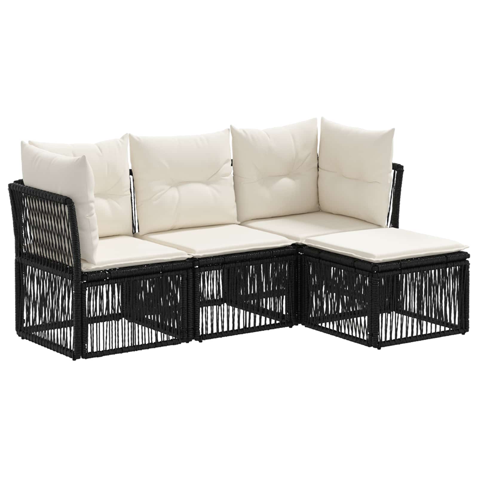 Ensemble de canapé de jardin 4 pcs Noir polyrotin - XIOS