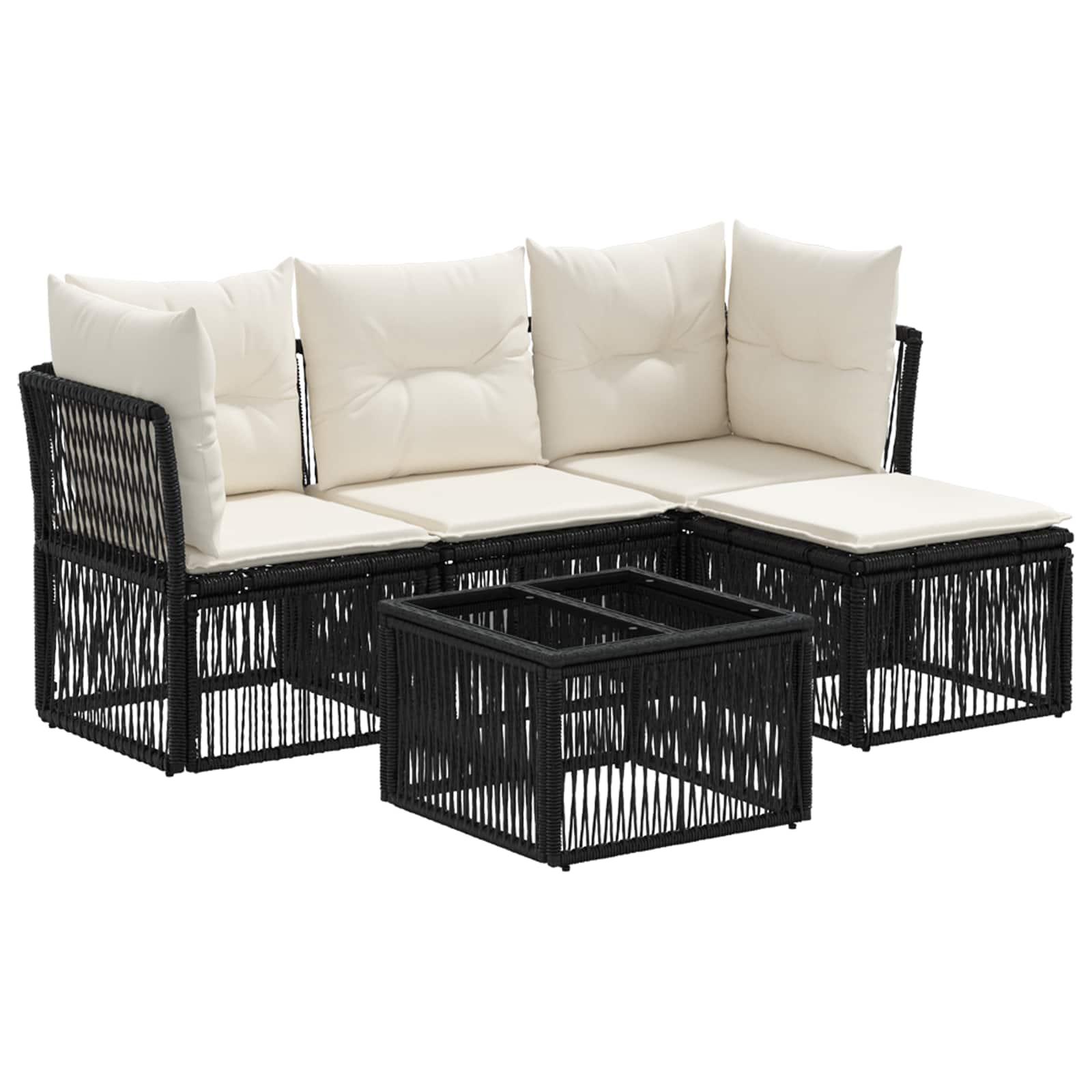 Ensemble de canapé de jardin 5 pcs Noir polyrotin - XIOS