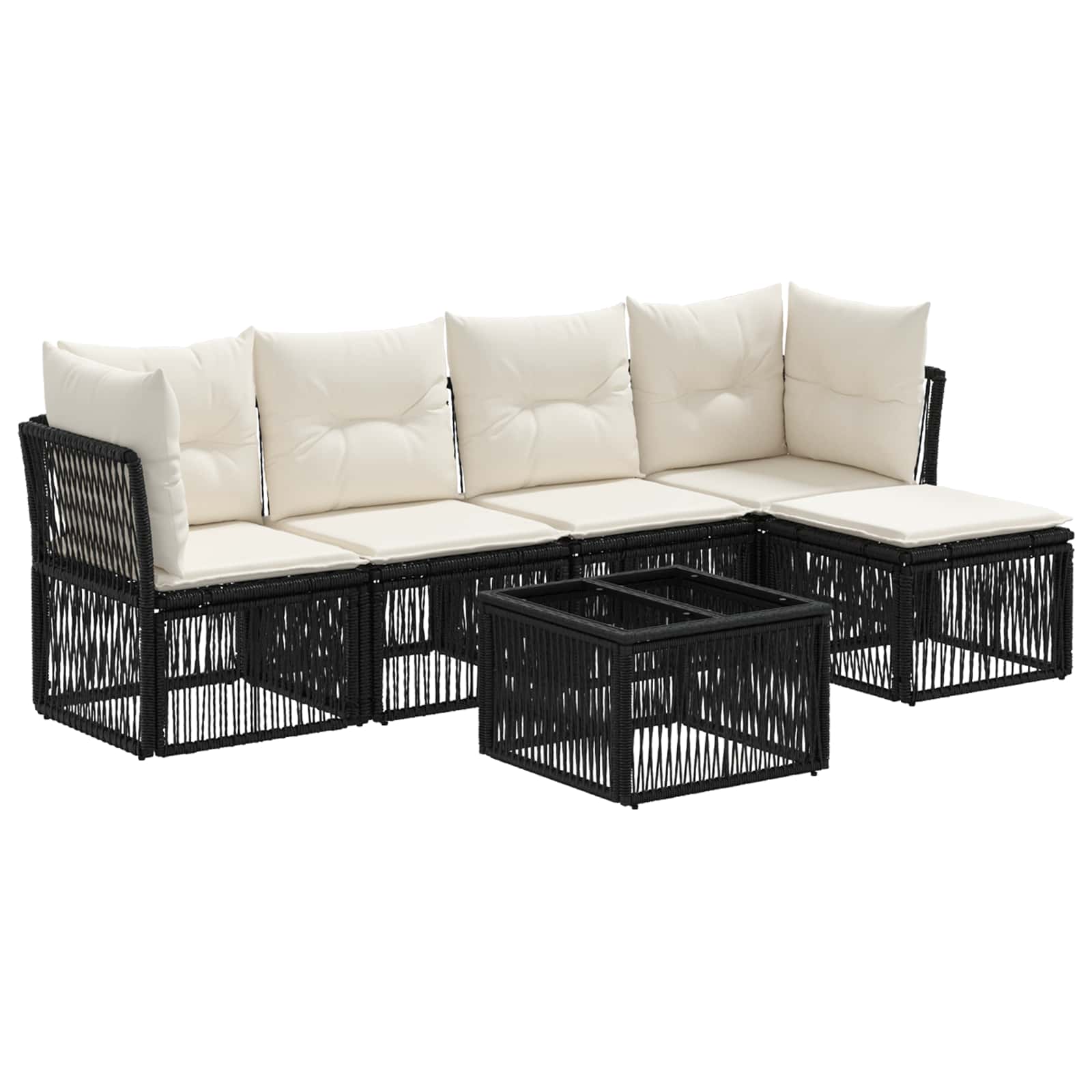 Ensemble de canapé de jardin 6 pcs Noir polyrotin - XIOS