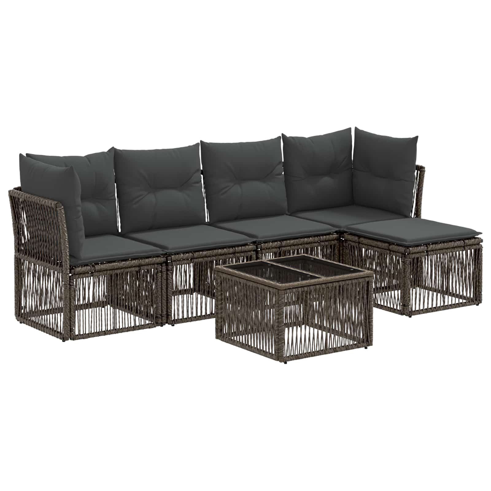 Ensemble de canapé de jardin 6 pcs Gris polyrotin - XIOS