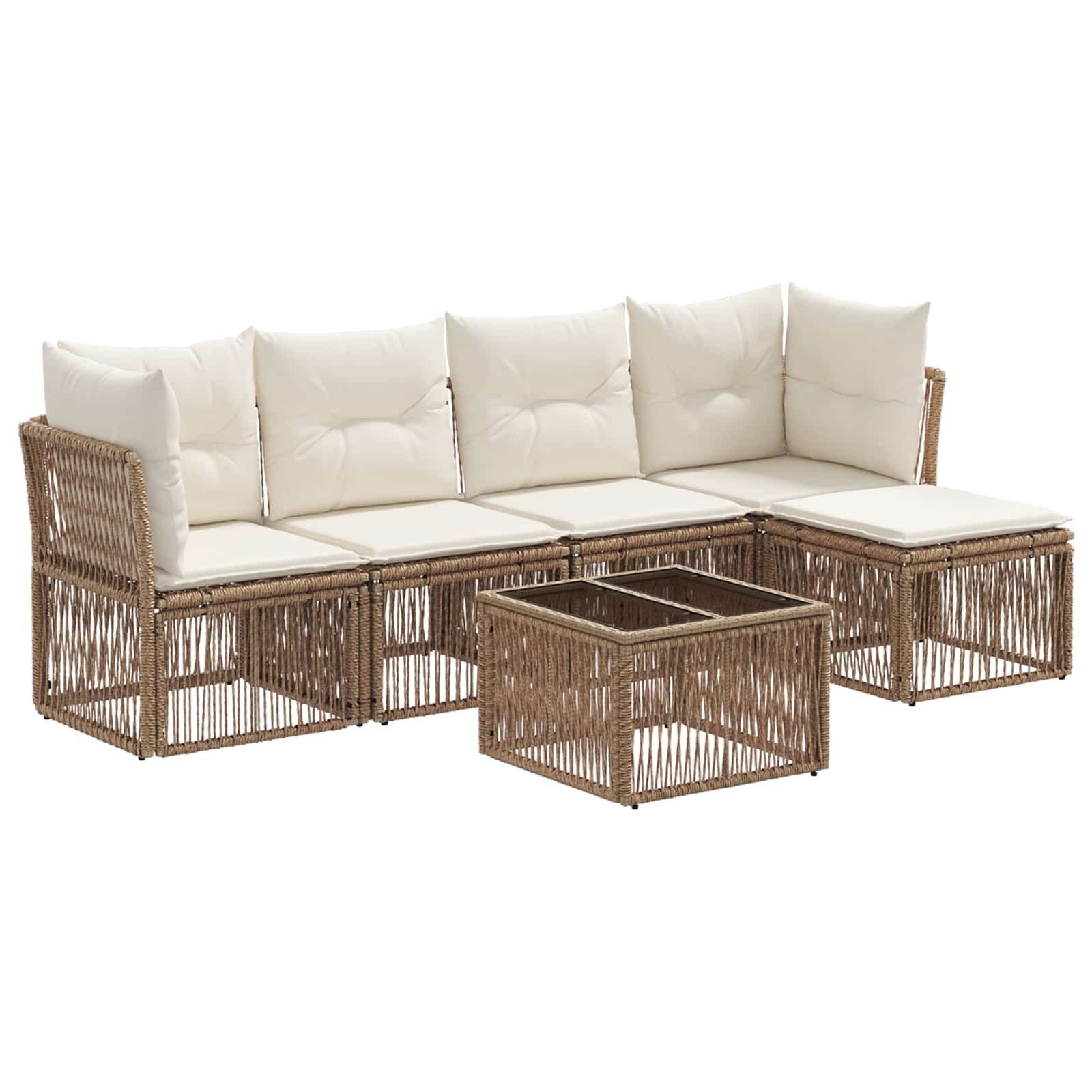 Ensemble de canapé de jardin 6 pcs Beige polyrotin - XIOS