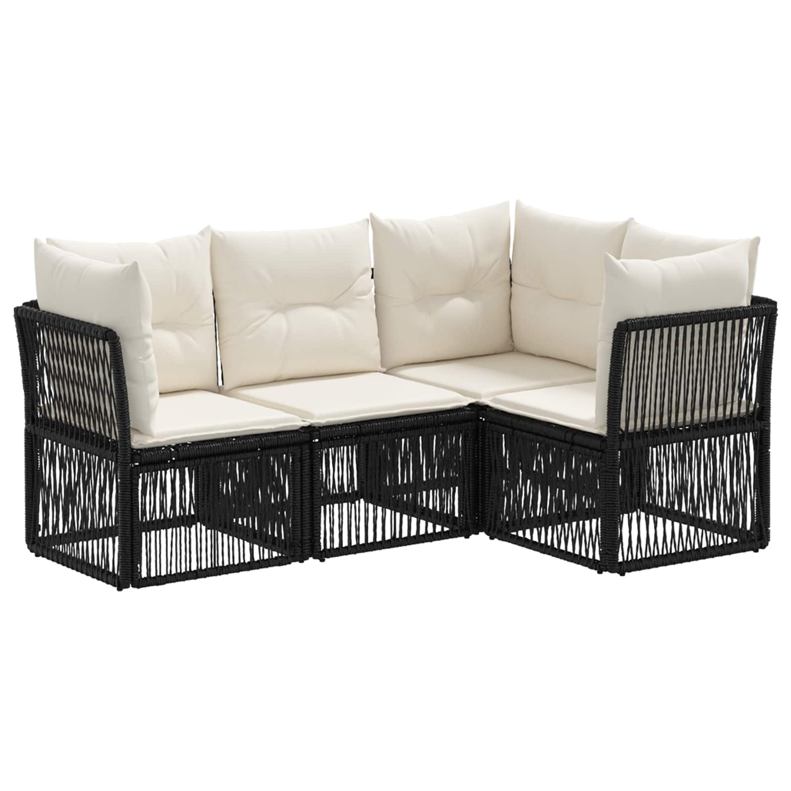 Ensemble de canapé de jardin 4 pcs Noir polyrotin - XIOS