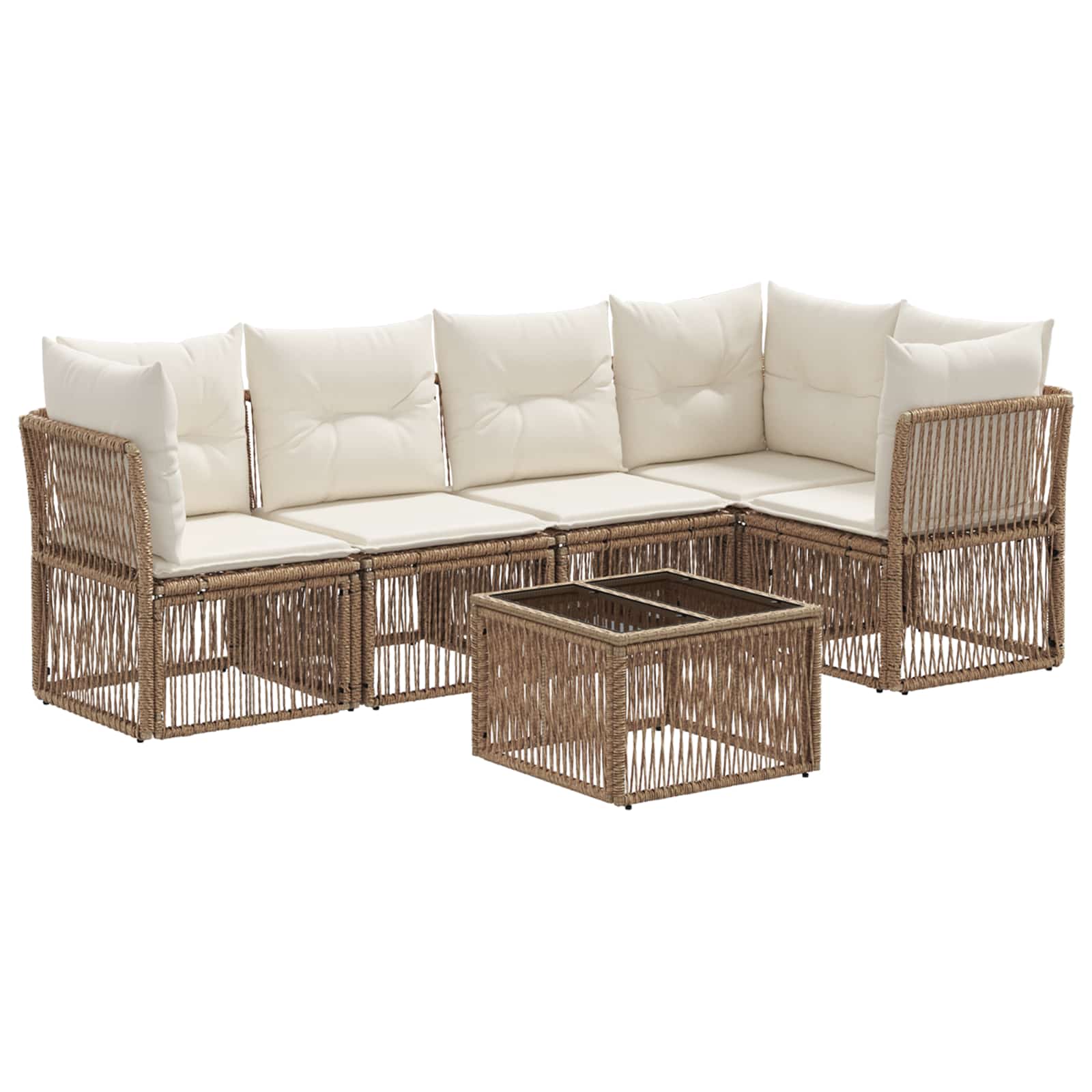 Ensemble de canapé de jardin 6 pcs Beige polyrotin - XIOS