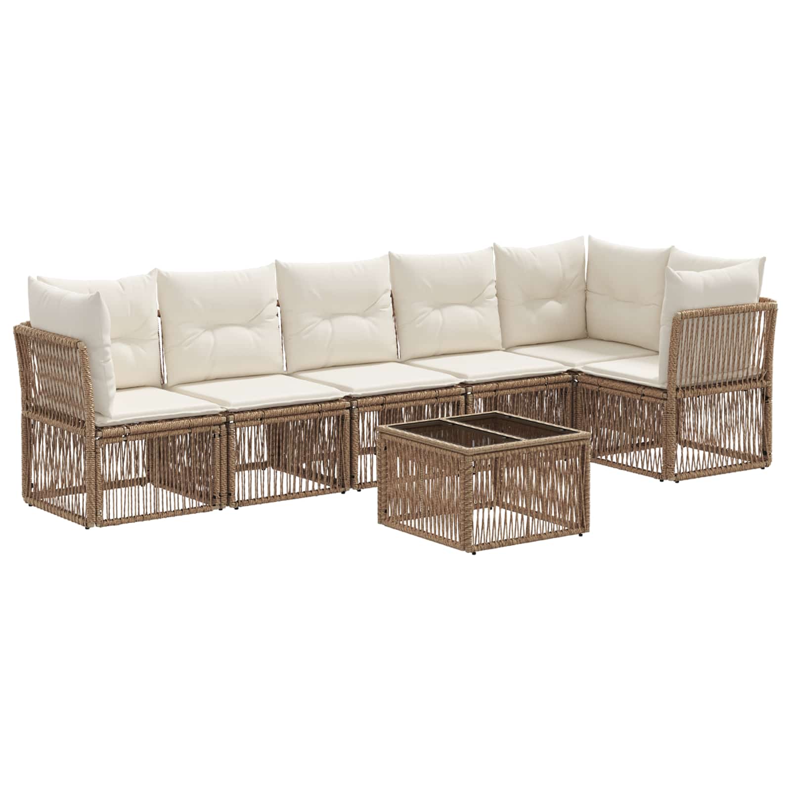 Ensemble de canapé de jardin 7 pcs Beige polyrotin - XIOS
