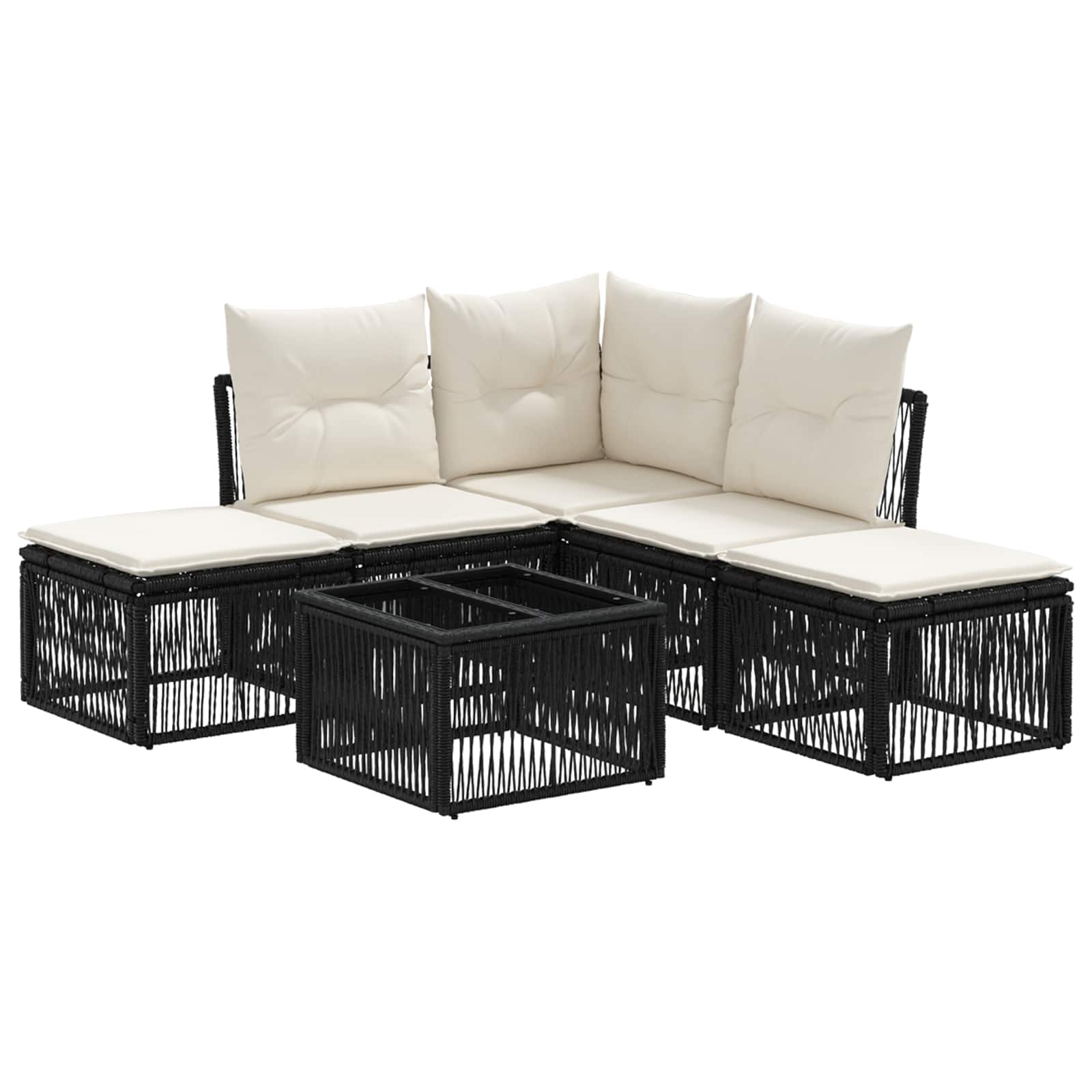 Ensemble de canapé de jardin 6 pcs Noir polyrotin - XIOS
