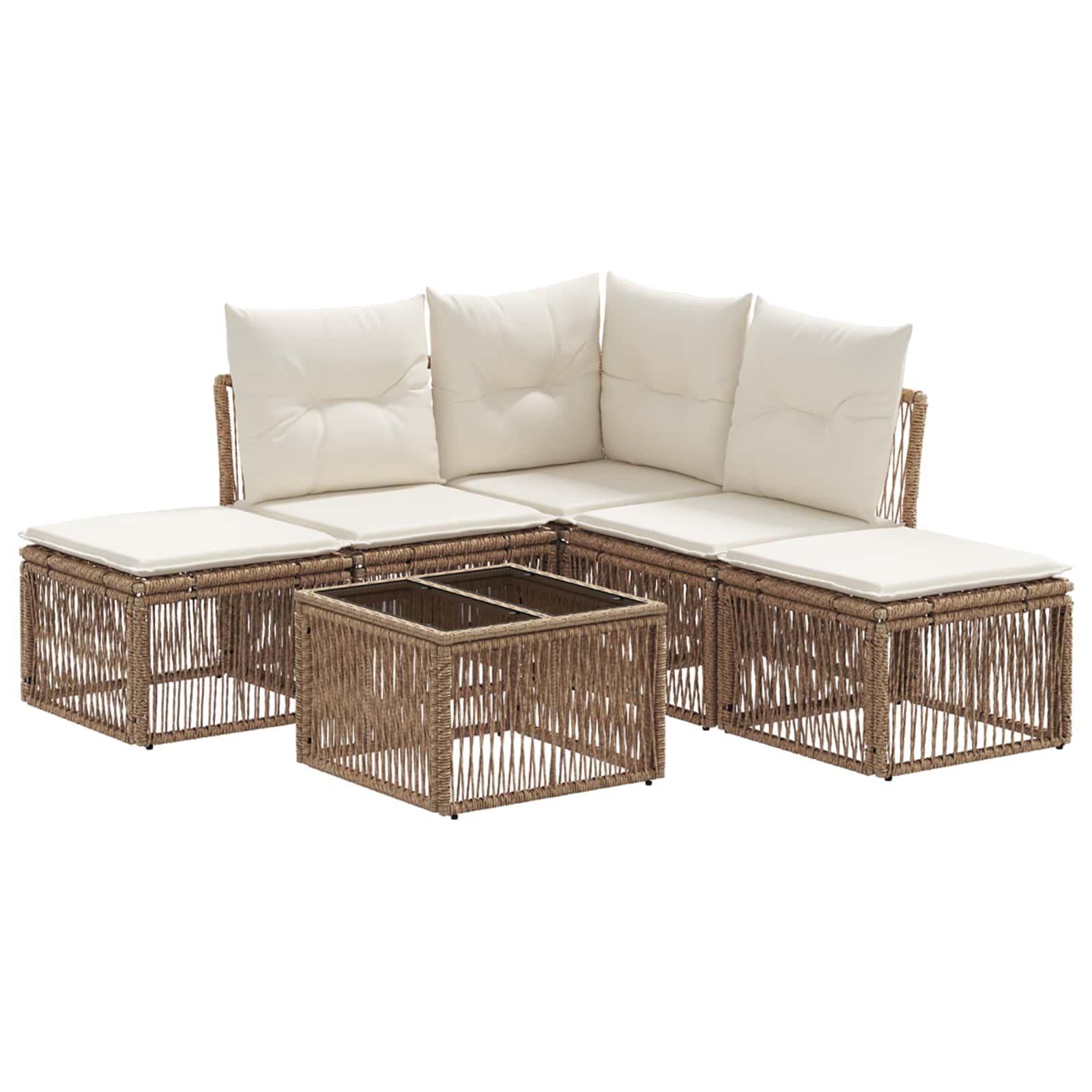 Ensemble de canapé de jardin 6 pcs Beige polyrotin - XIOS